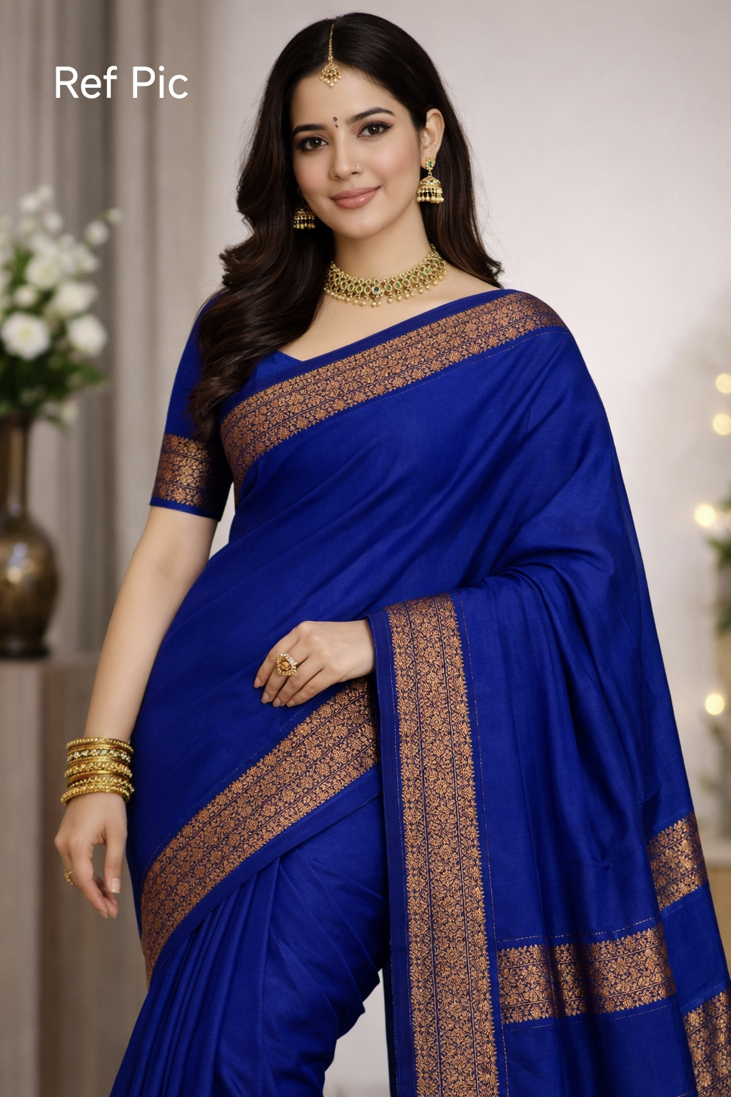 Blue Kalyani cotton Pattu Saree