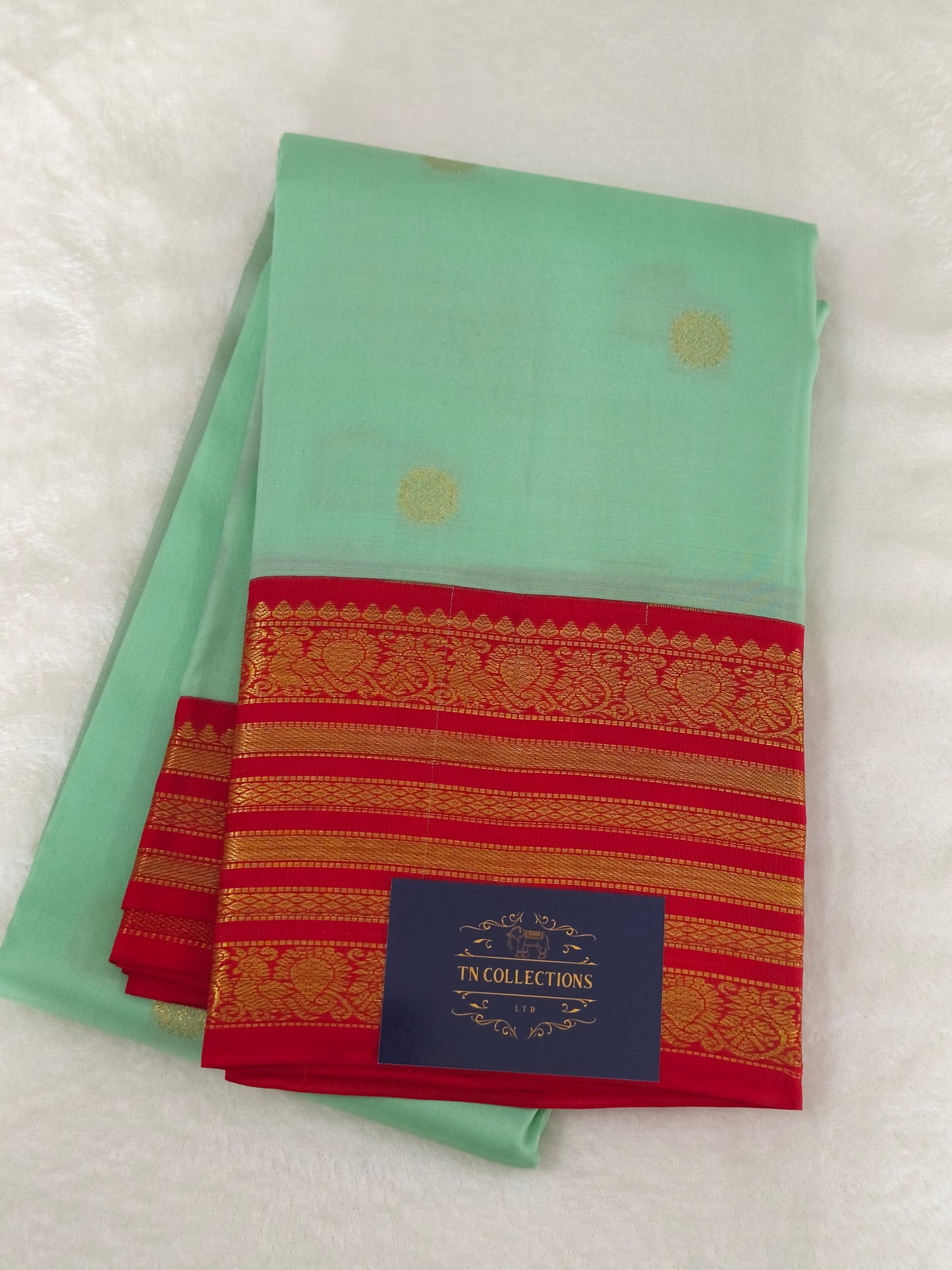 Pure handloom Kanchipuram Silk Saree (Pista Green)