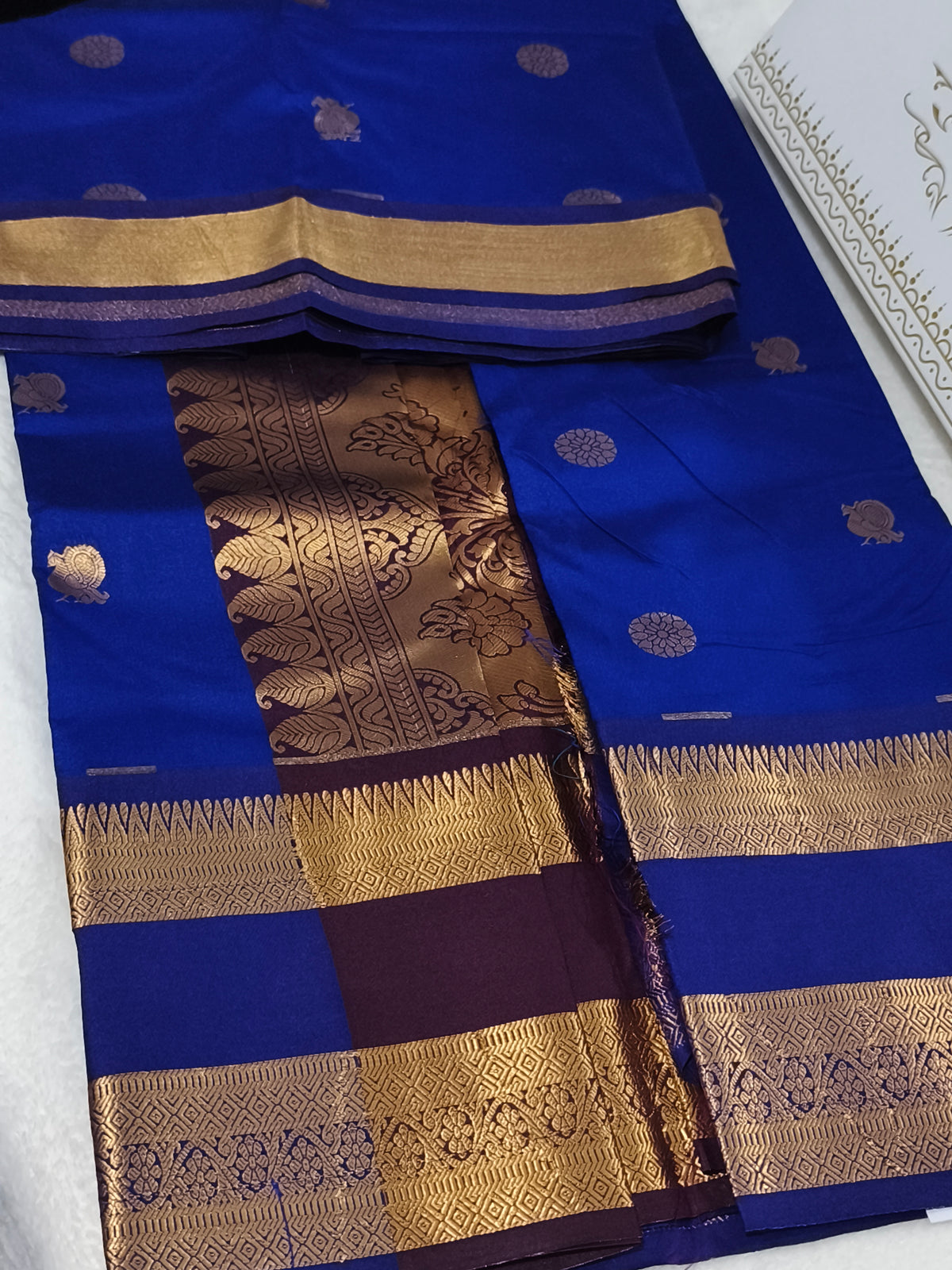 Trendy Semi Soft Silk Saree with contrast blouse and rich pallu