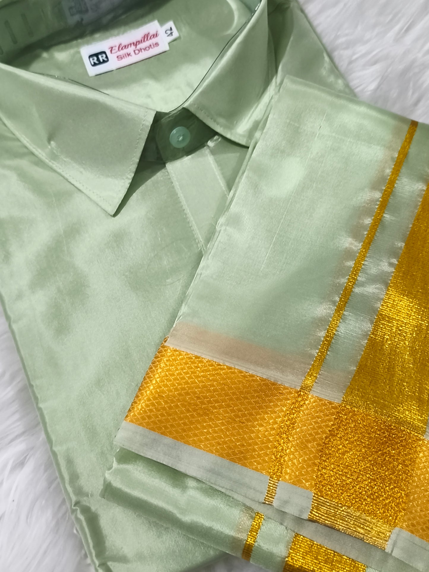 Men's Pastel Green Veshti Shirt set