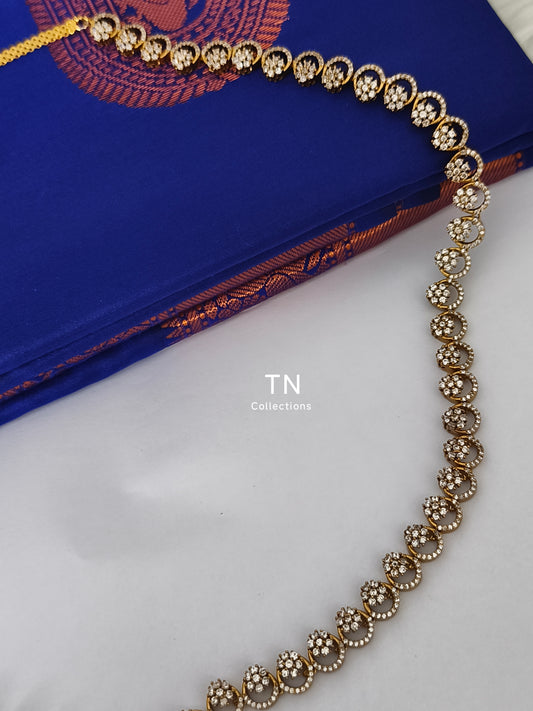 Matte Finish Cz hip chain (Full white stone)