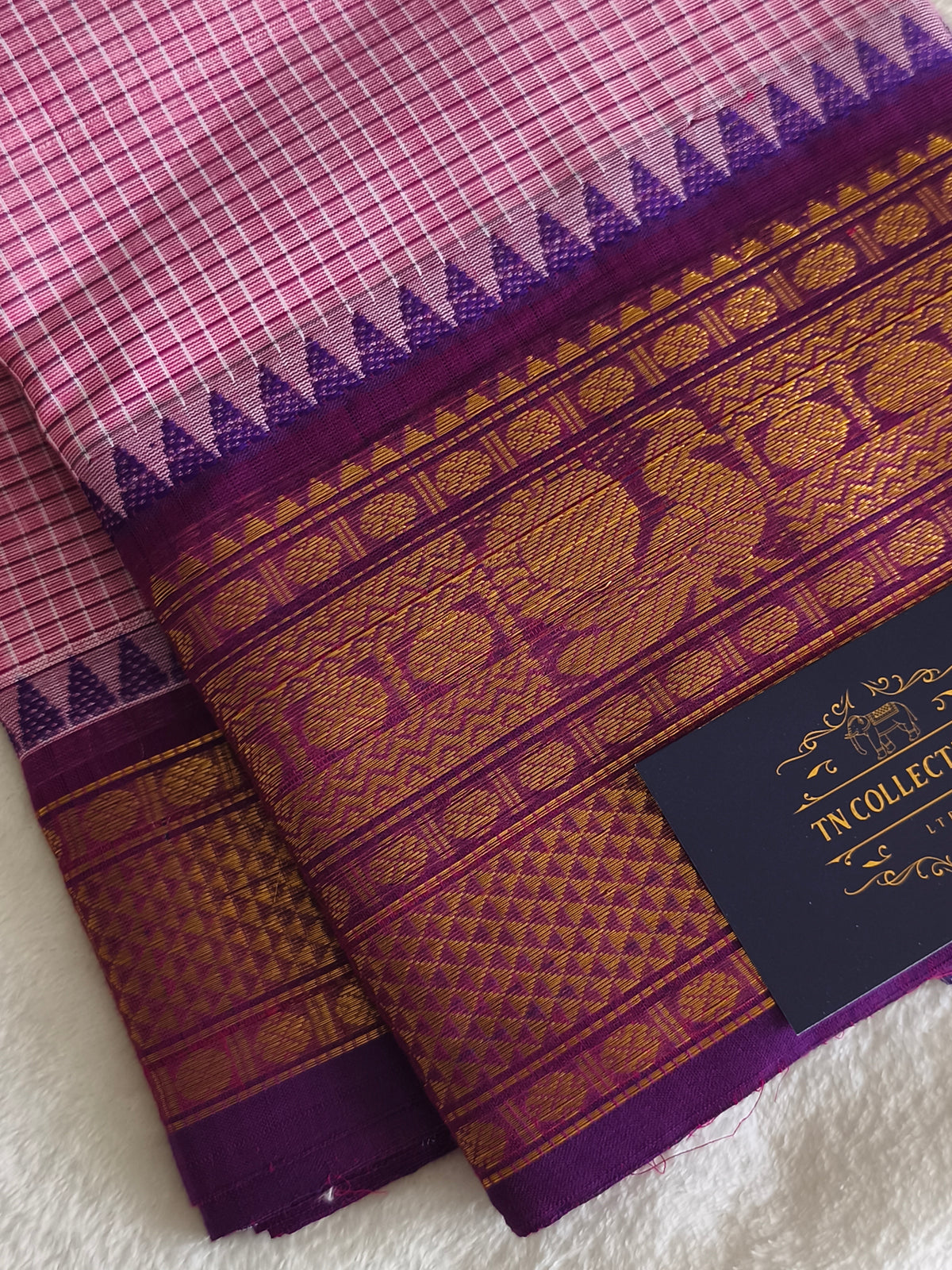 Pure Handloom checked Kanchi Cotton Saree