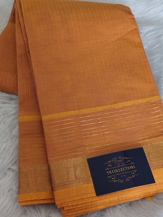 Pure Premium Kanchi cotton saree (120's count)- Golden Peach