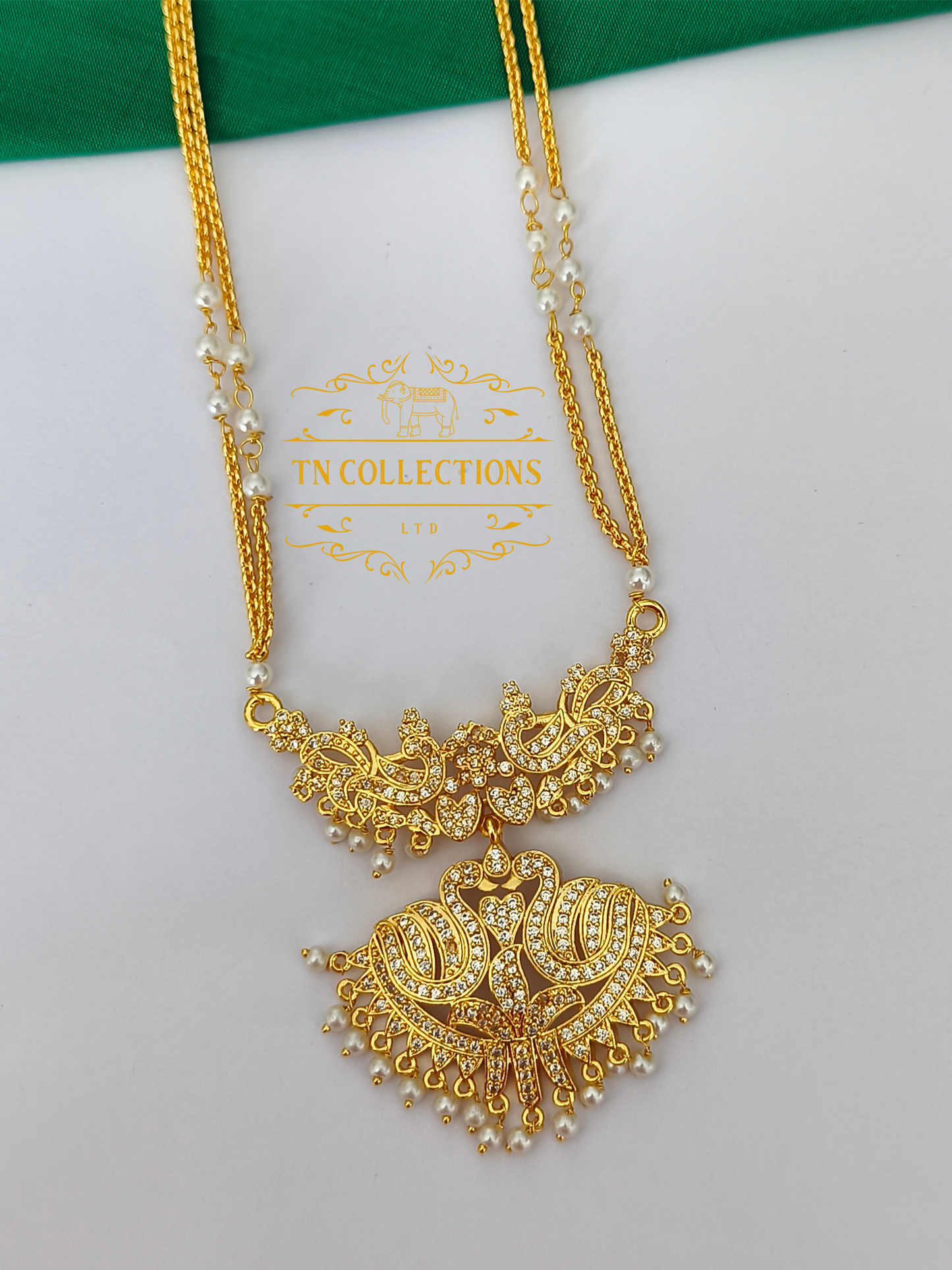 Micro Gold-Plated Traditional Pathakkam with Pearl Chain