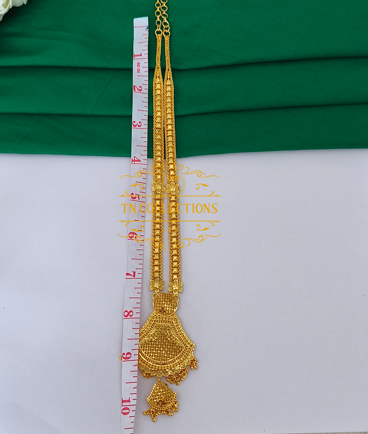 Gold Plated Traditional Long Haaram with Earrings