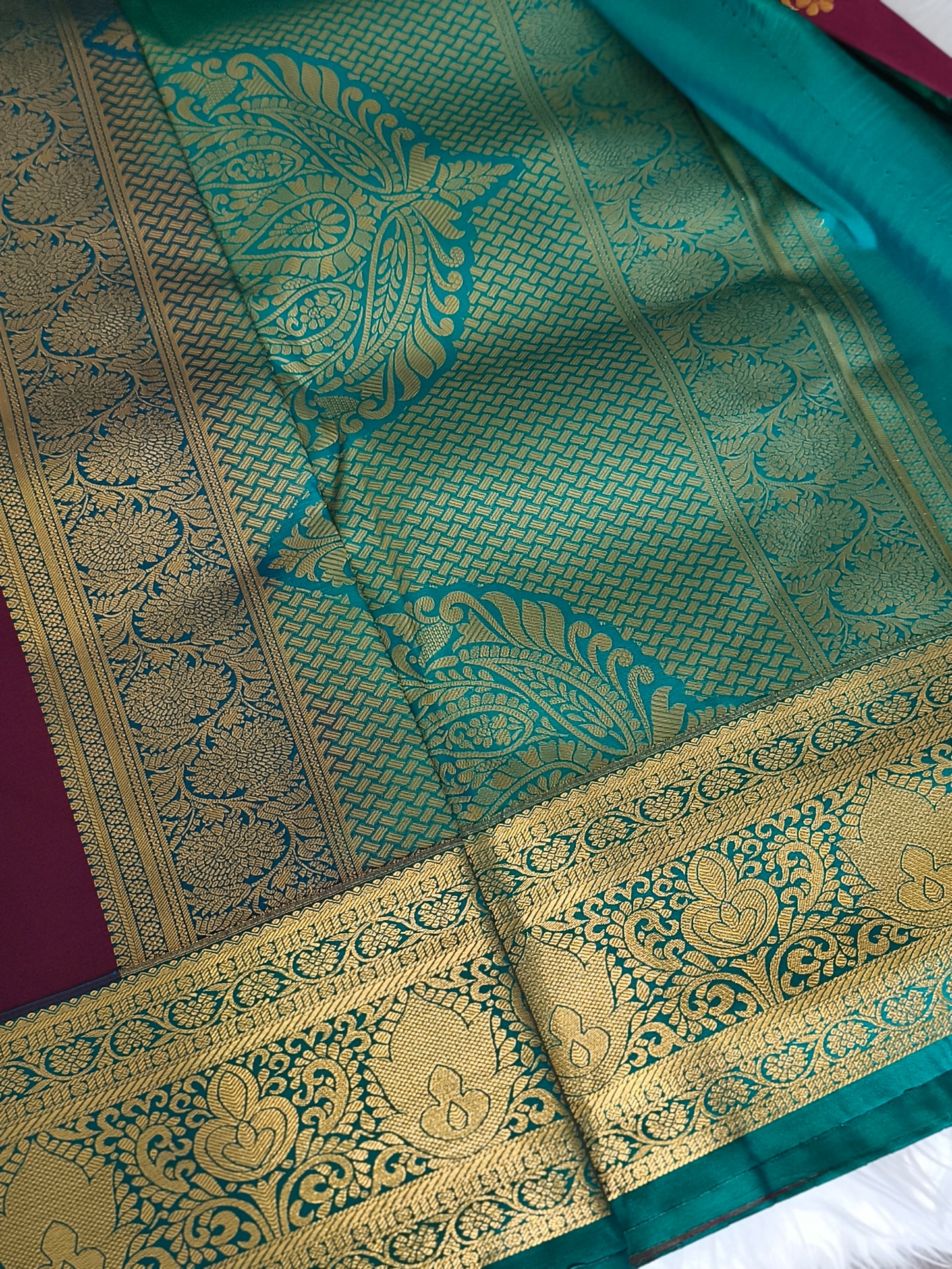 Kanchi Semi Silk Saree with contrast blouse