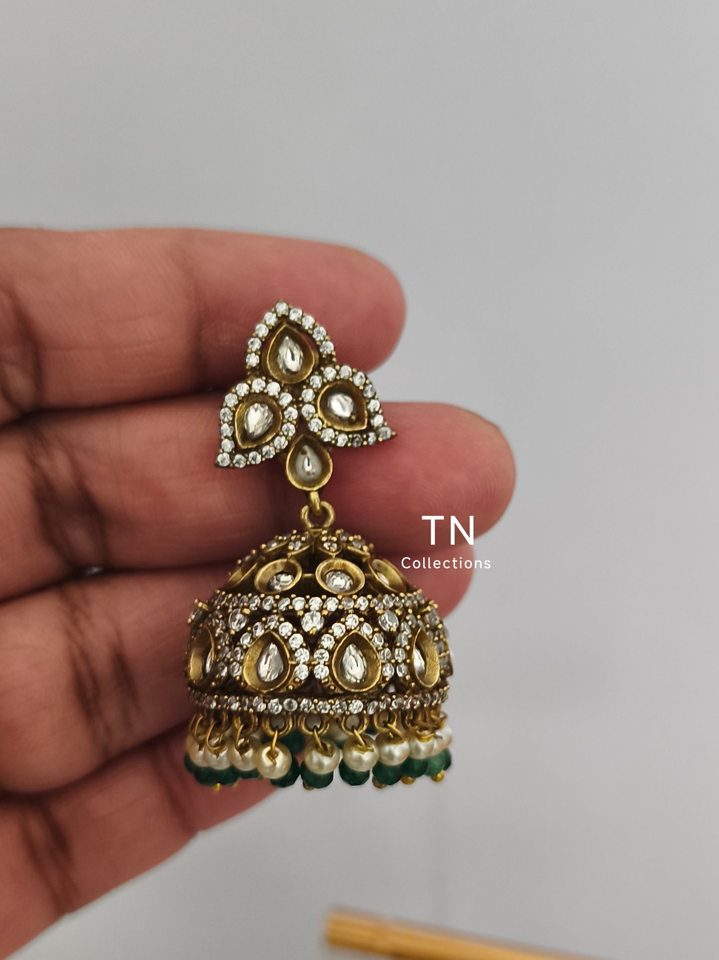 Victorian Ad Jimikki with Green Pearls