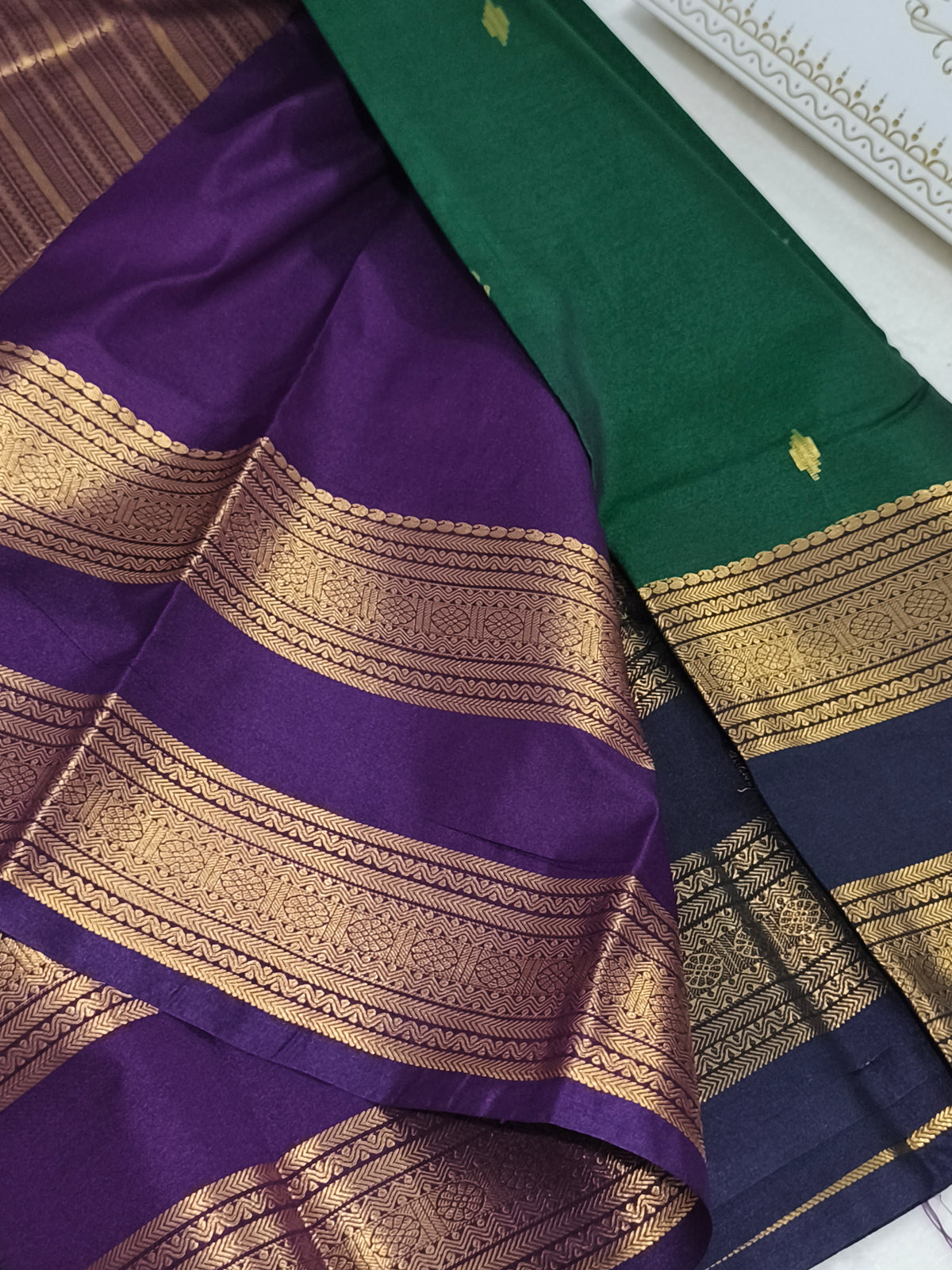 Trendy Semi Soft Silk Saree with contrast blouse and rich pallu