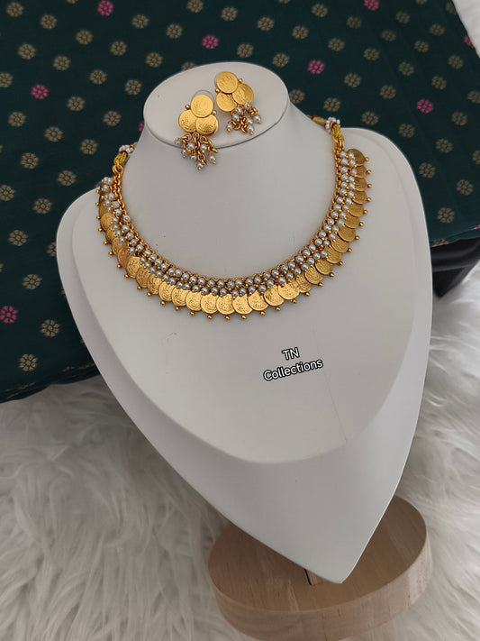 Matte Finish Coin Necklace set