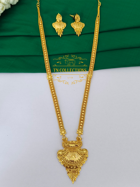 Gold Plated Long Haaram with Earrings
