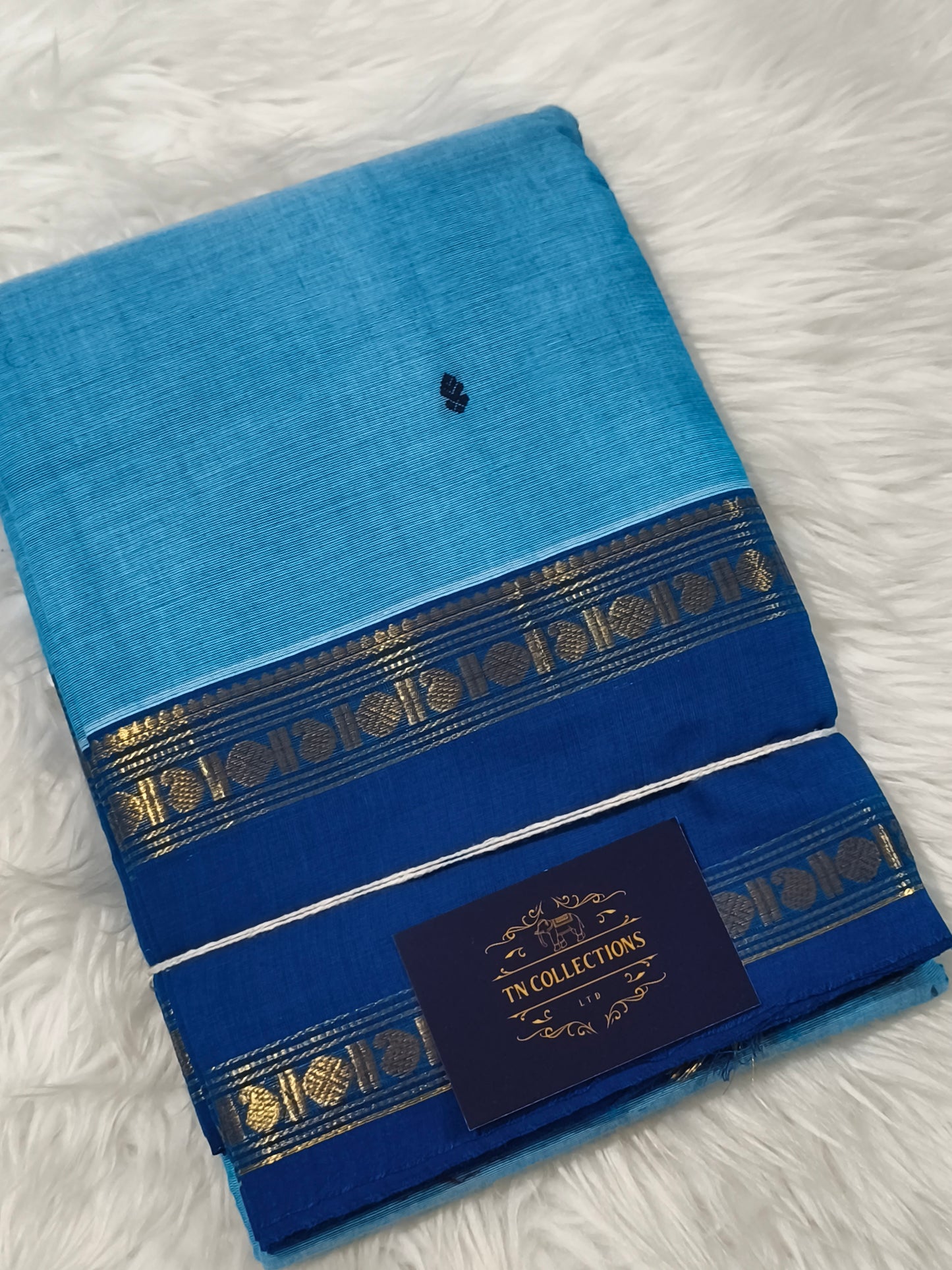Pure Kanchi Cotton Saree (Blue)