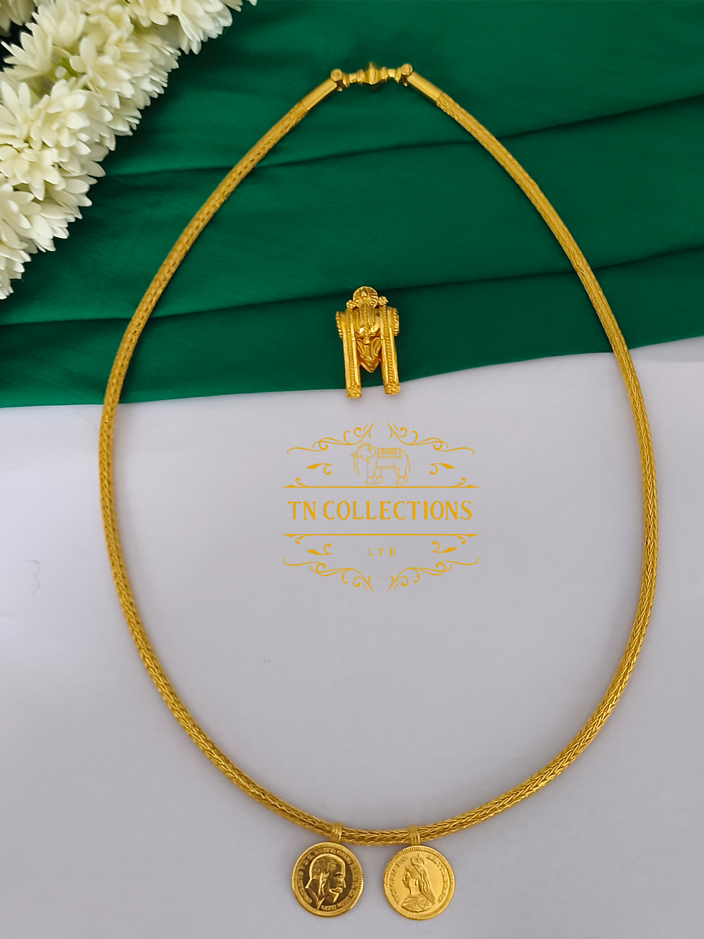 22ct Gold Plated Traditional Hindu Thalikodi with Kombu thali & Coins (9-11 Pawn thickness)