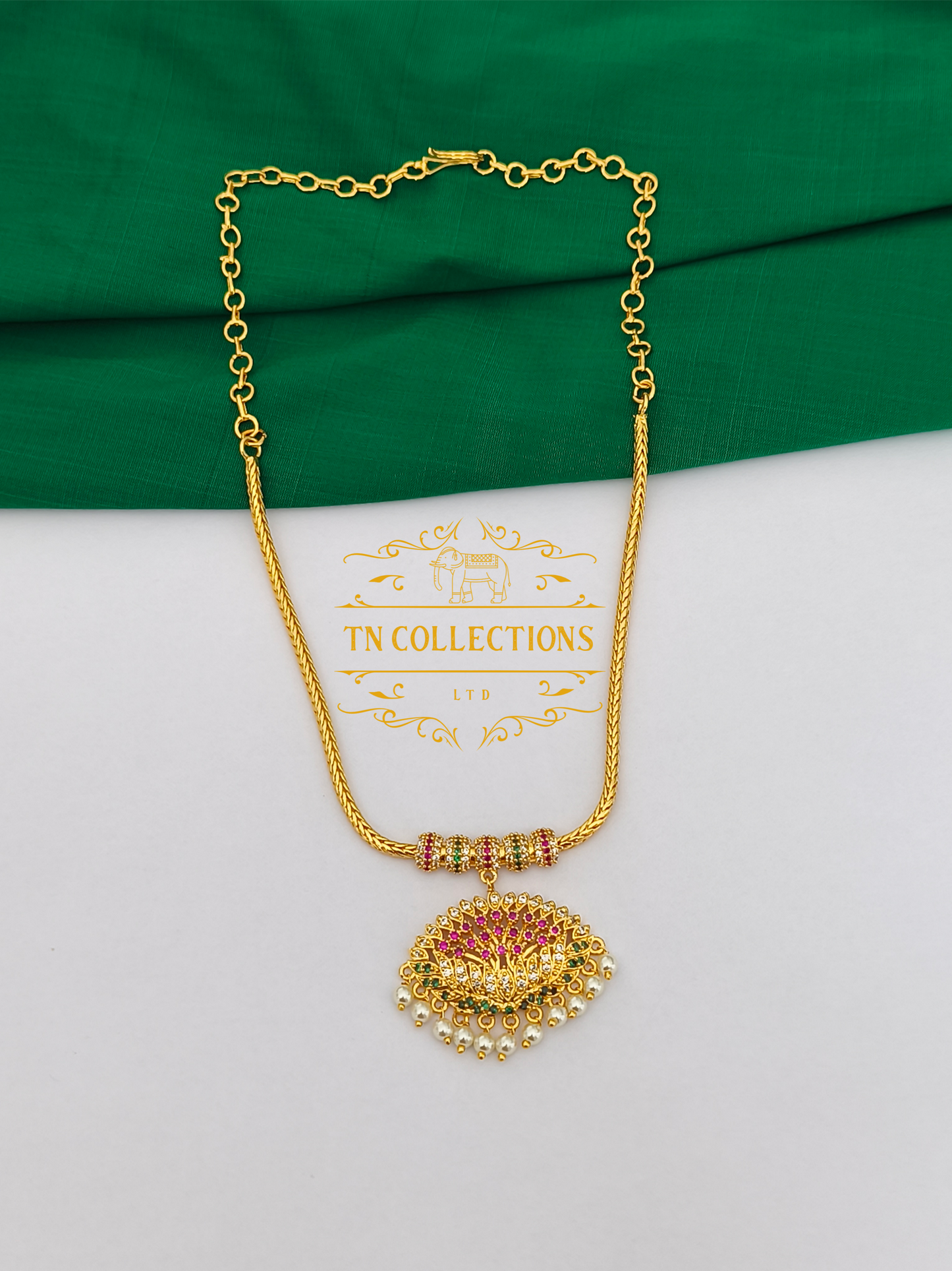 Micro Gold-Plated Traditional Alli Attiyal Short Necklace (Multicoloured)