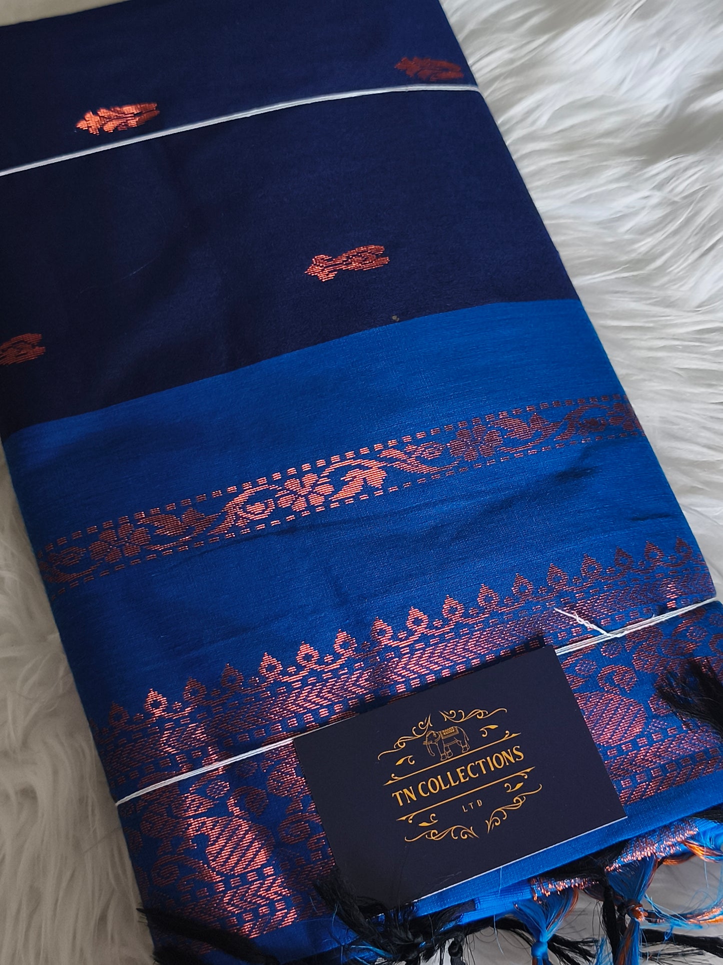Navy blue with Royal blue Kalyani cotton Pattu Saree