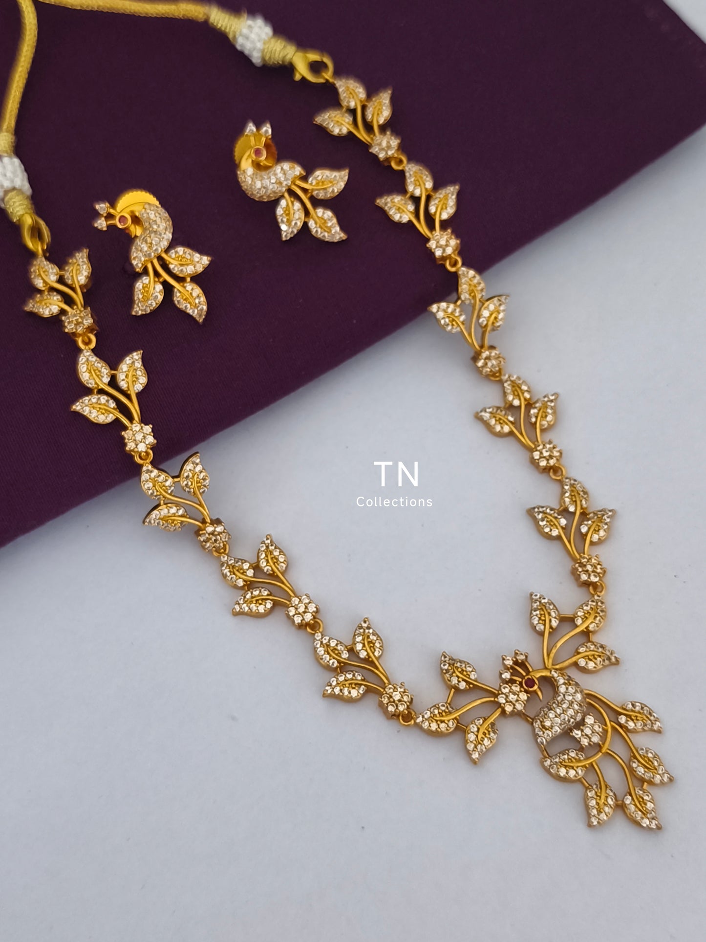 Simple Gold finish Peacock Design Necklace