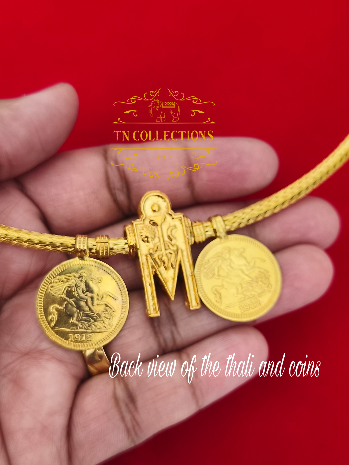 22ct Gold Plated Traditional Hindu Thalikodi with Kombu thali,thadai & Coins (7 -9 Pawn thickness)
