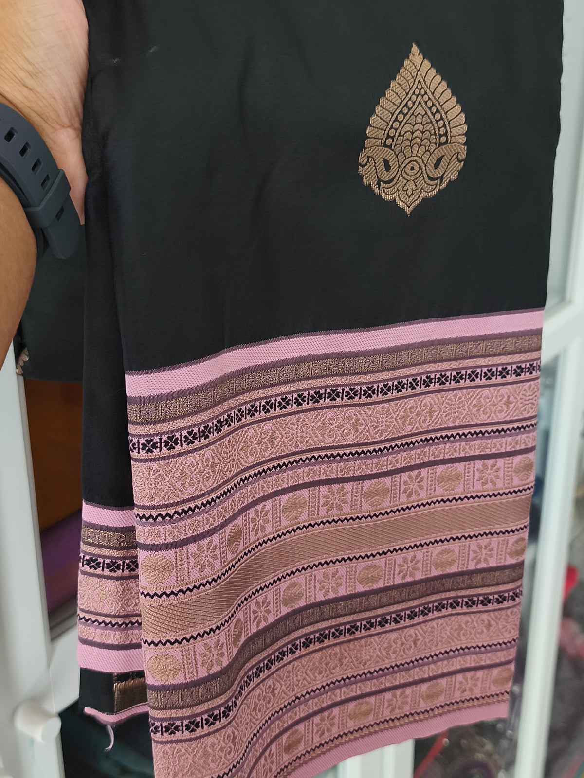 Black Kanchi semi silk Saree