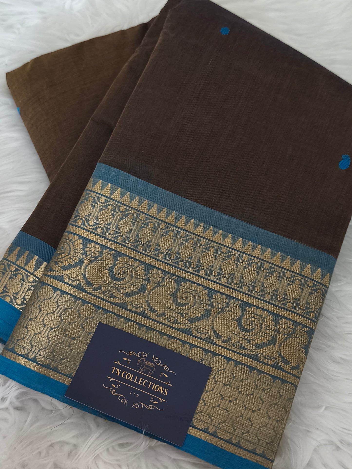 Pure kanchi Cotton Saree (Brown)