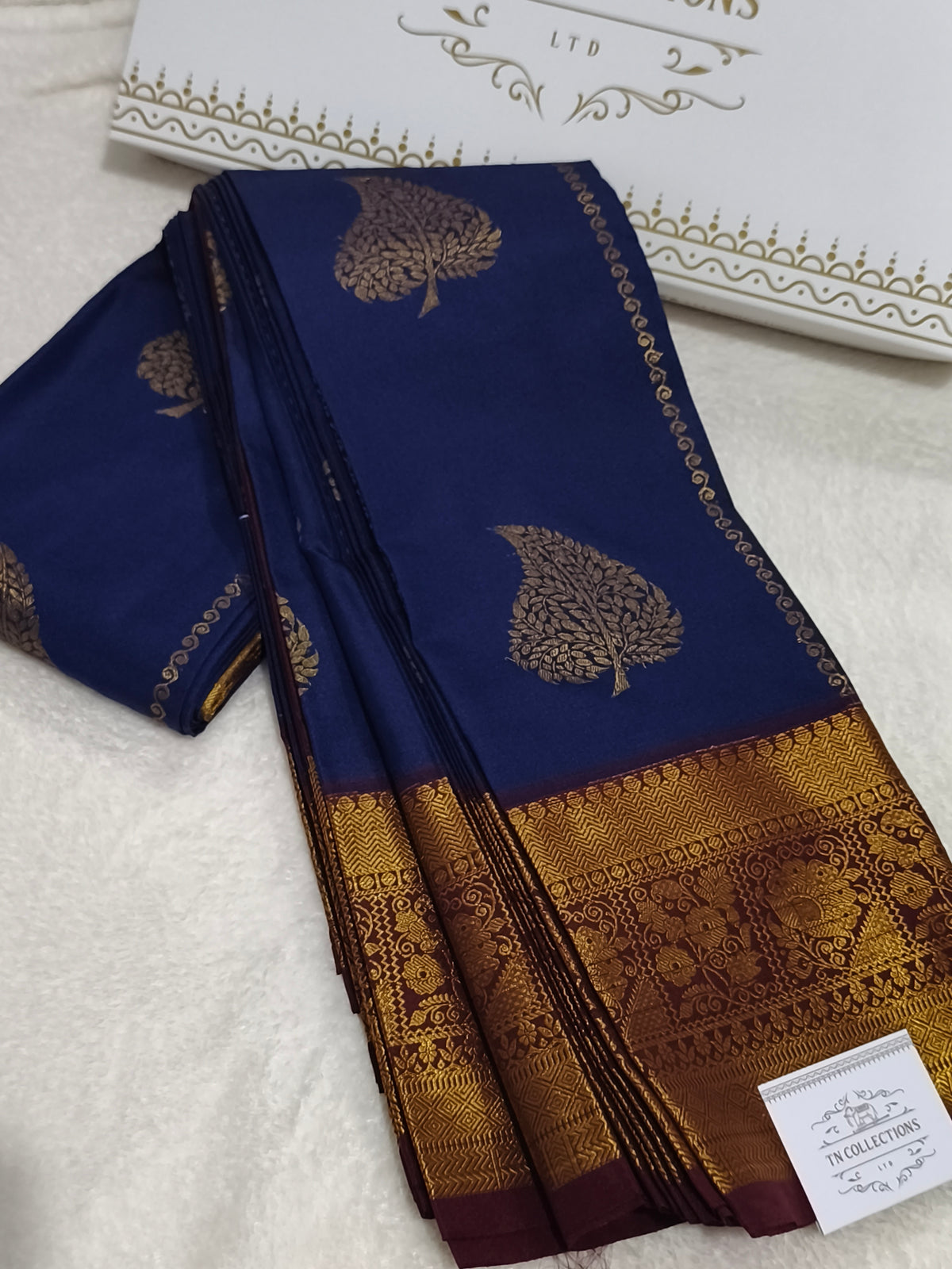 Kanchi Semi Silk Saree with contrast blouse