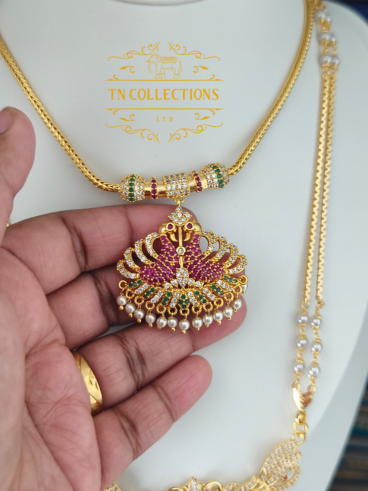 Trendy Peacock Design Semi Bridal Set (Multicoloured)