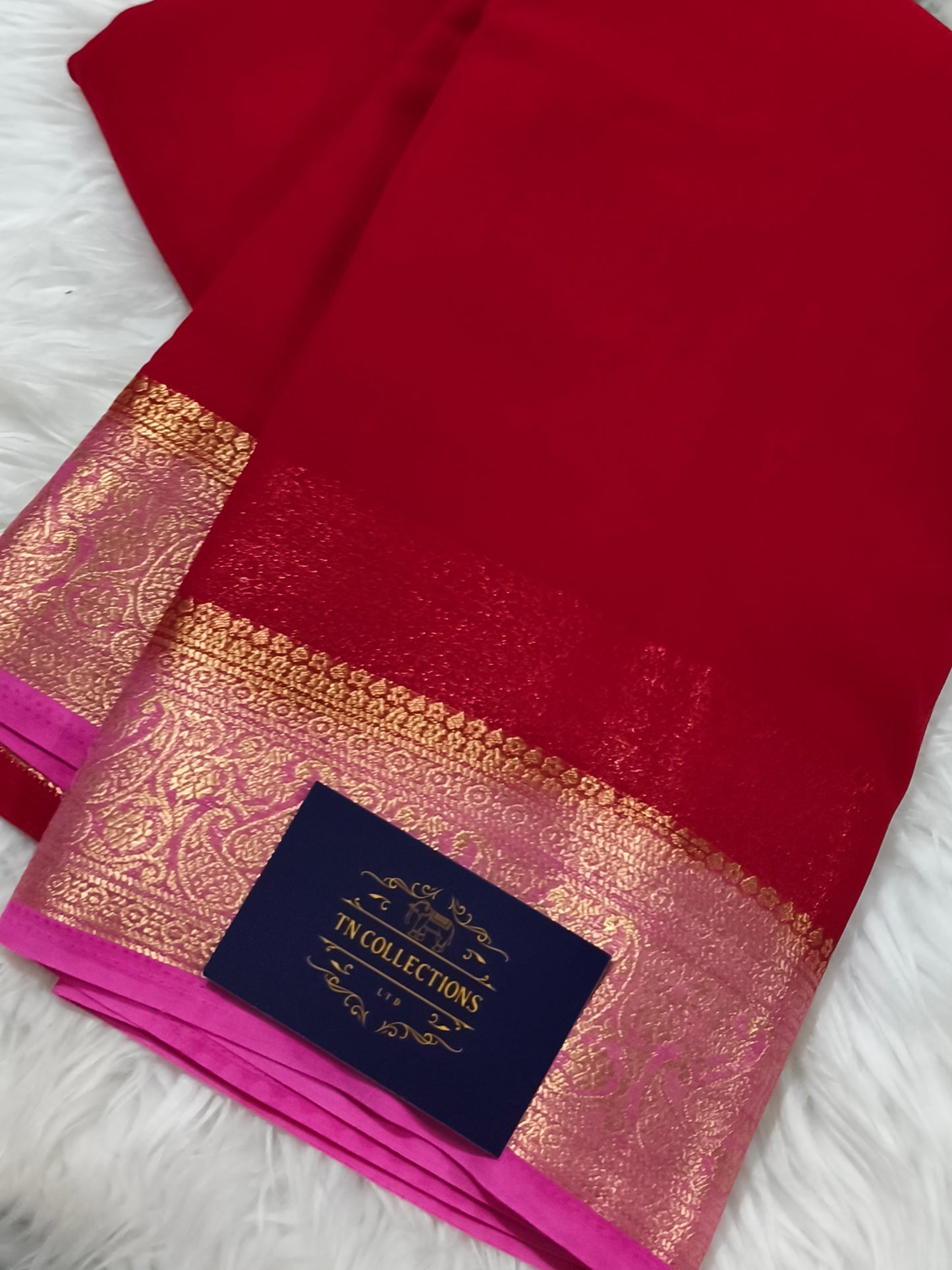 Red Chiffon Georgette Saree