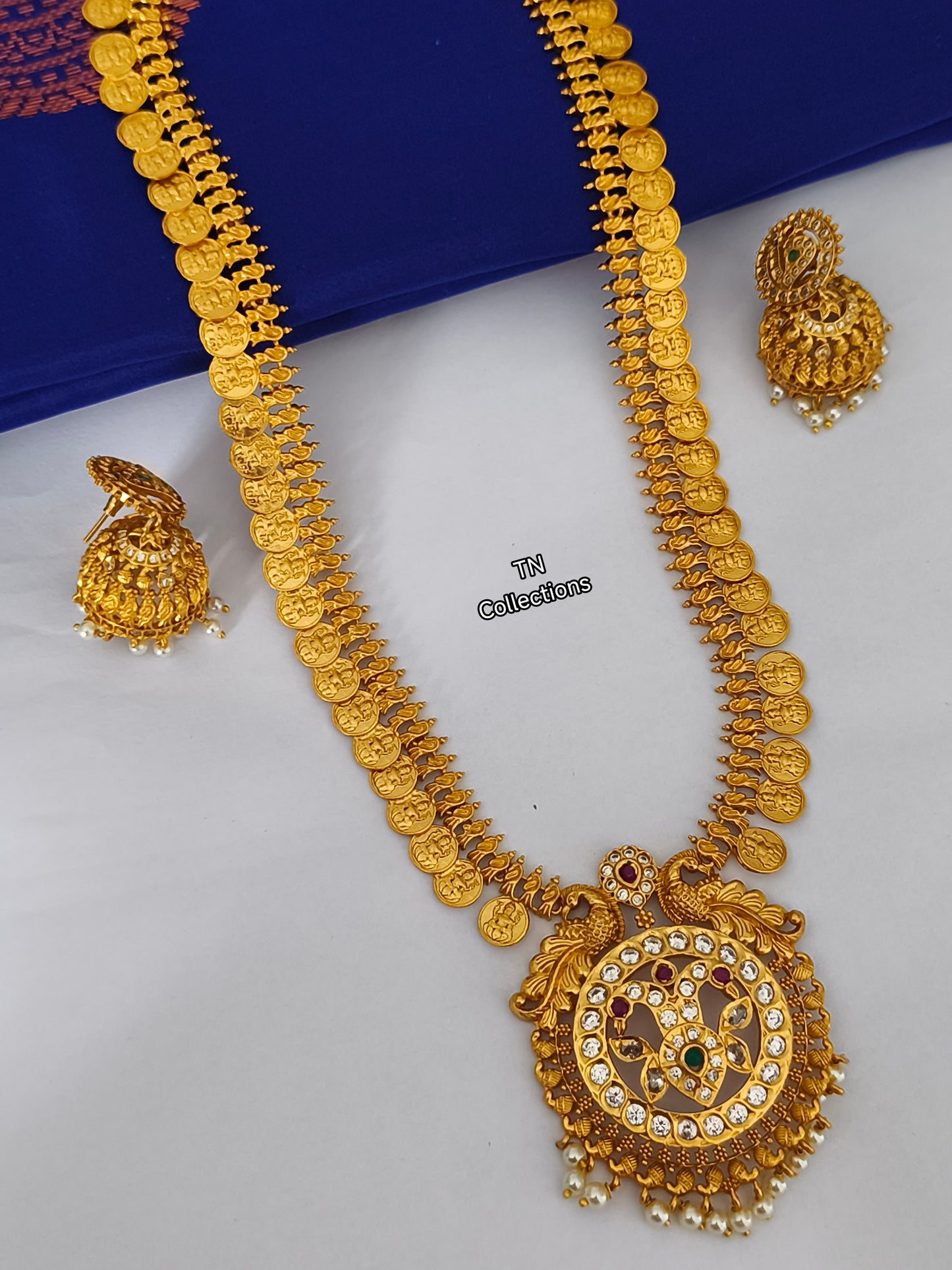 Matte Finish Long Haaram with Earrings