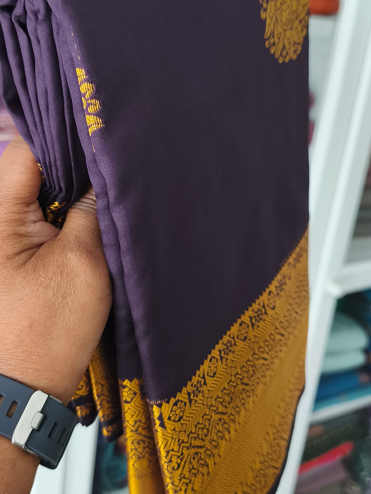 Dual shade Kanchi Soft Silk Saree( Deep Plum/Aubergine)