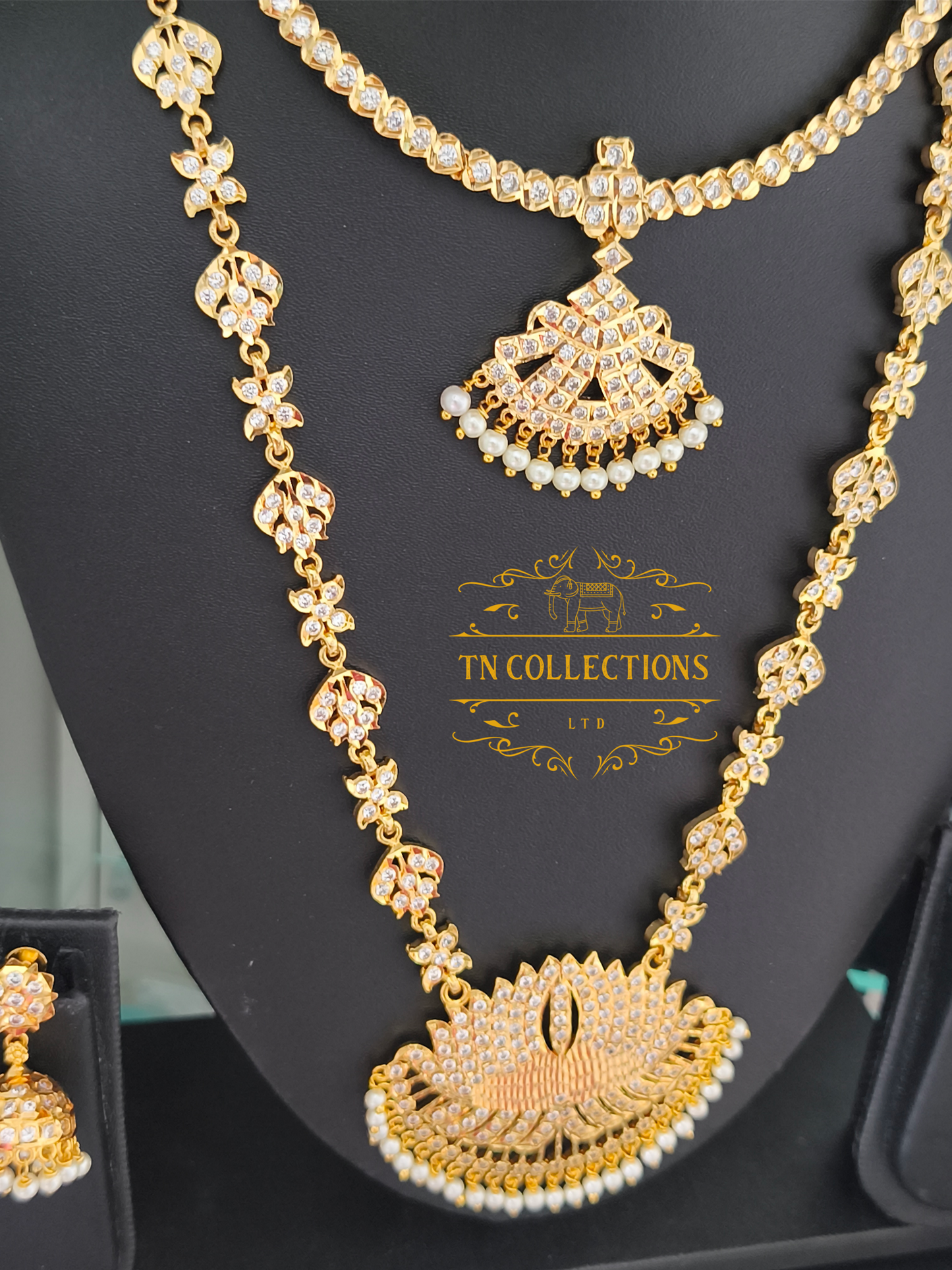 Micro Gold-Plated Traditional Semi Bridal Set (Full white stones)
