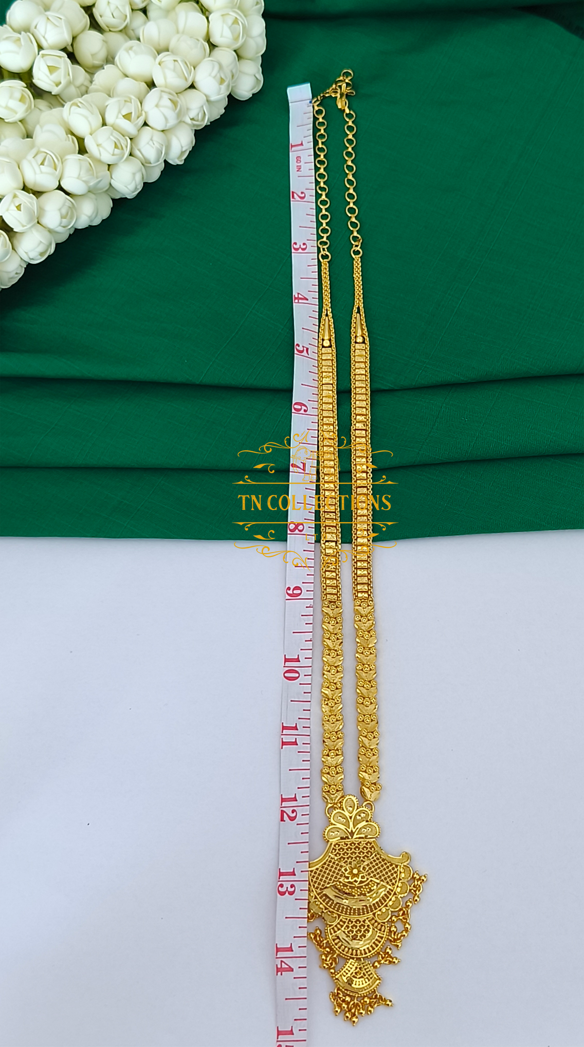 Gold Plated Traditional Long Haaram with Earrings