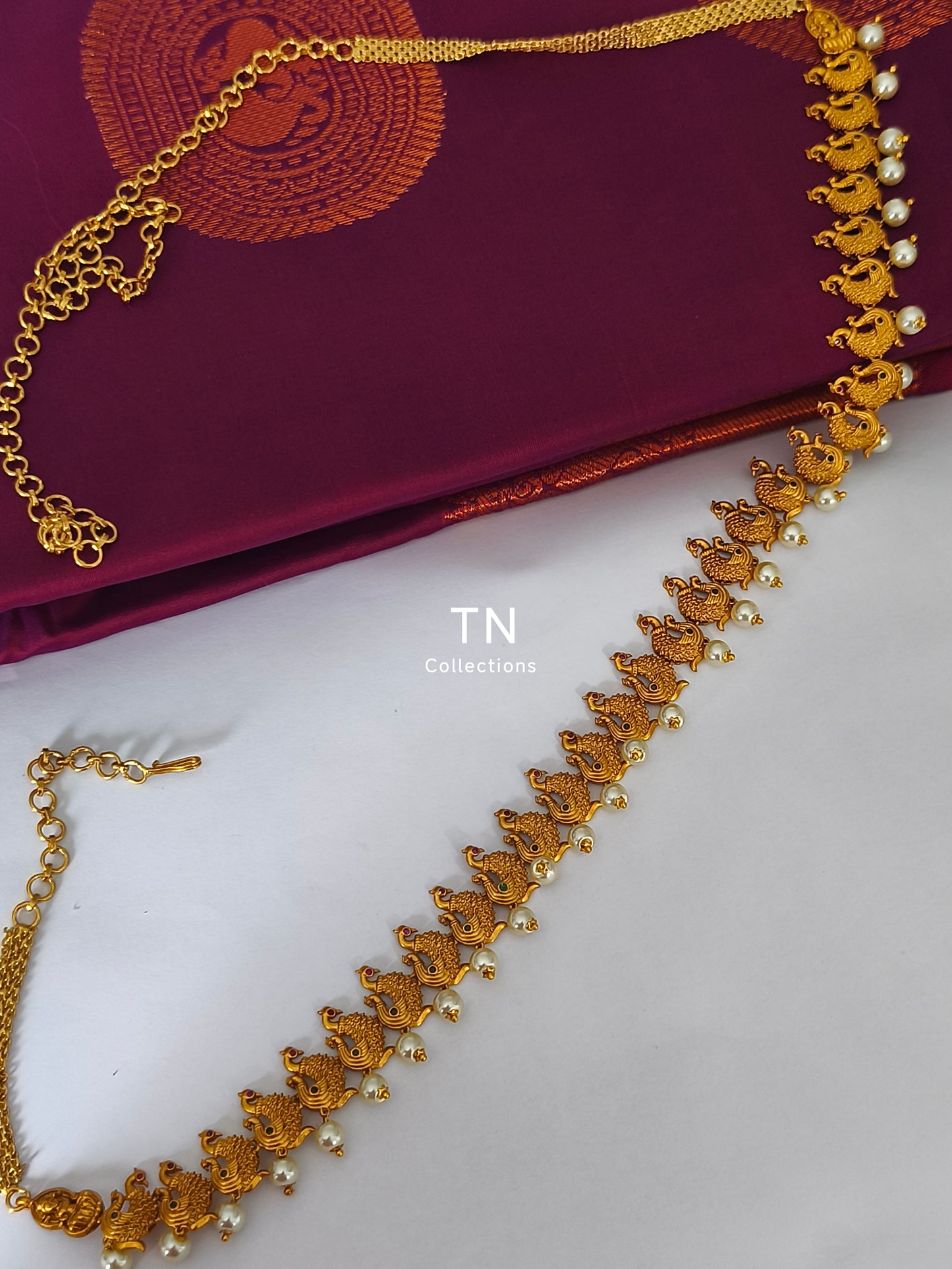 Matte Finish Peacock Design Hip Chain