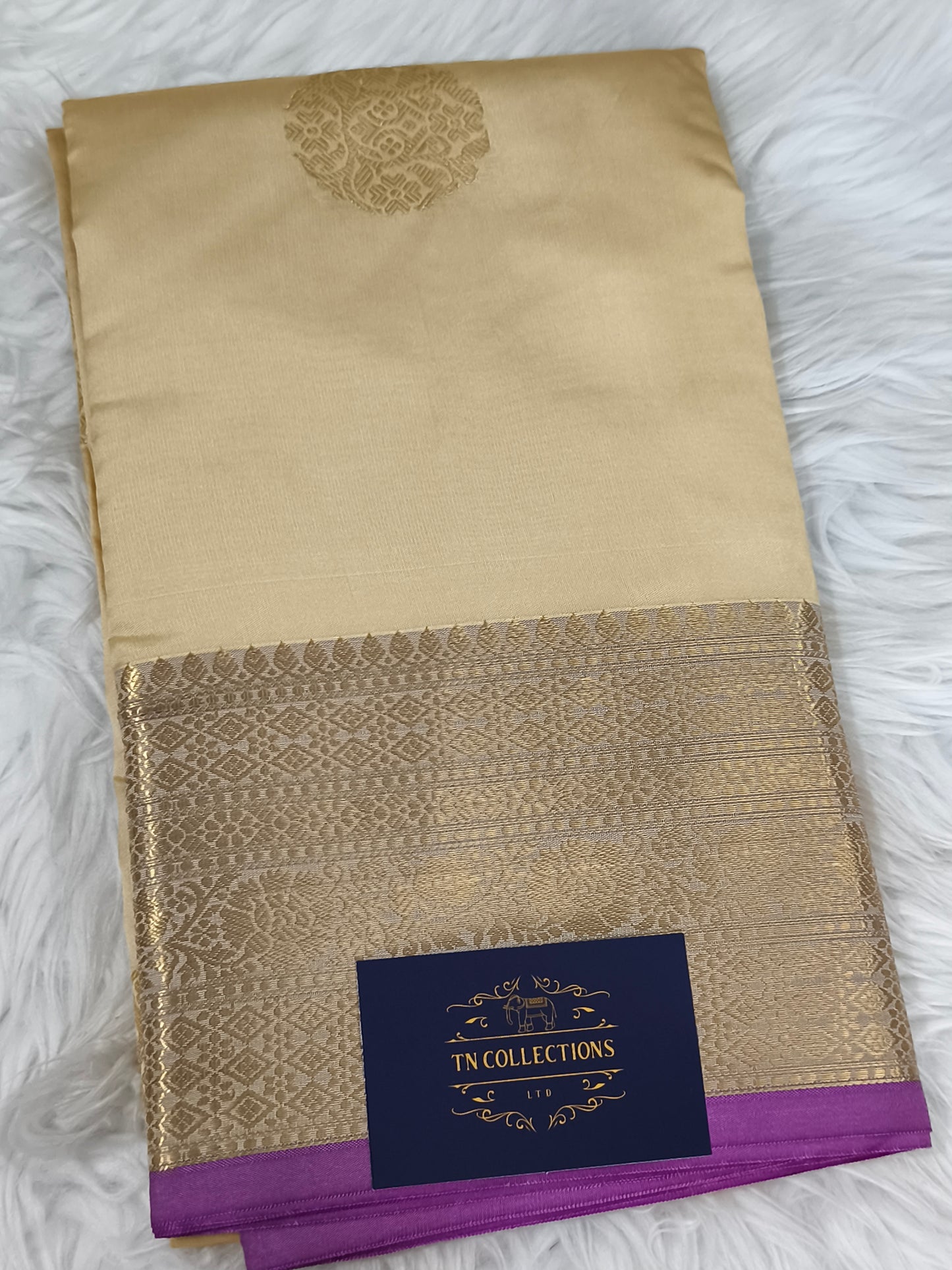 Luxury Semi Soft Silk Saree (Beige)