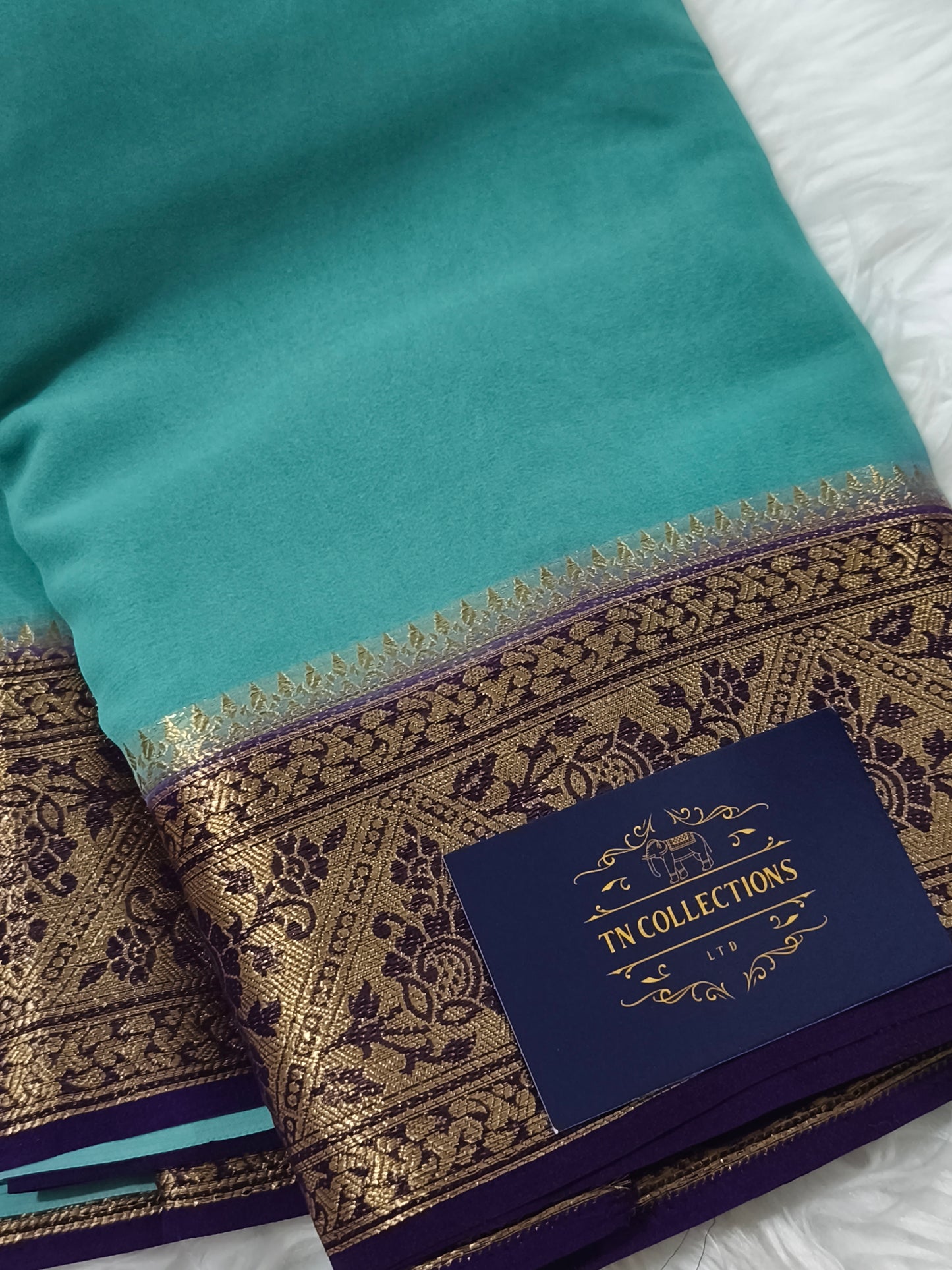 Teal colour Chiffon Georgette saree
