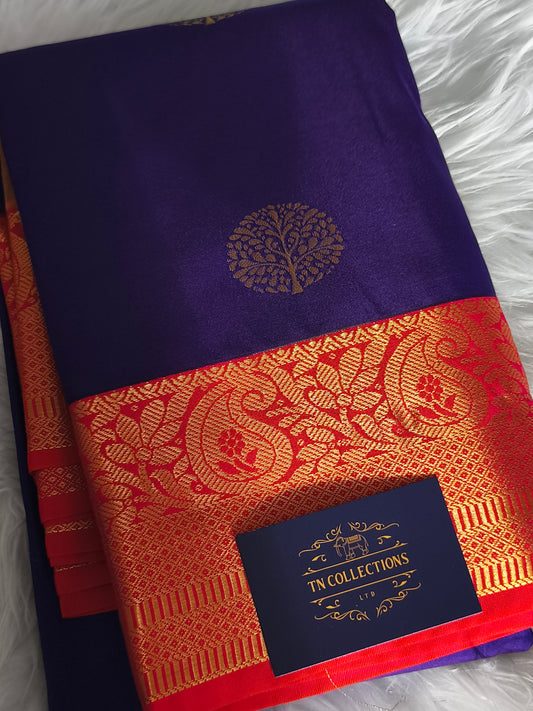 Semi Kanchipuram Silk Saree (Purple)