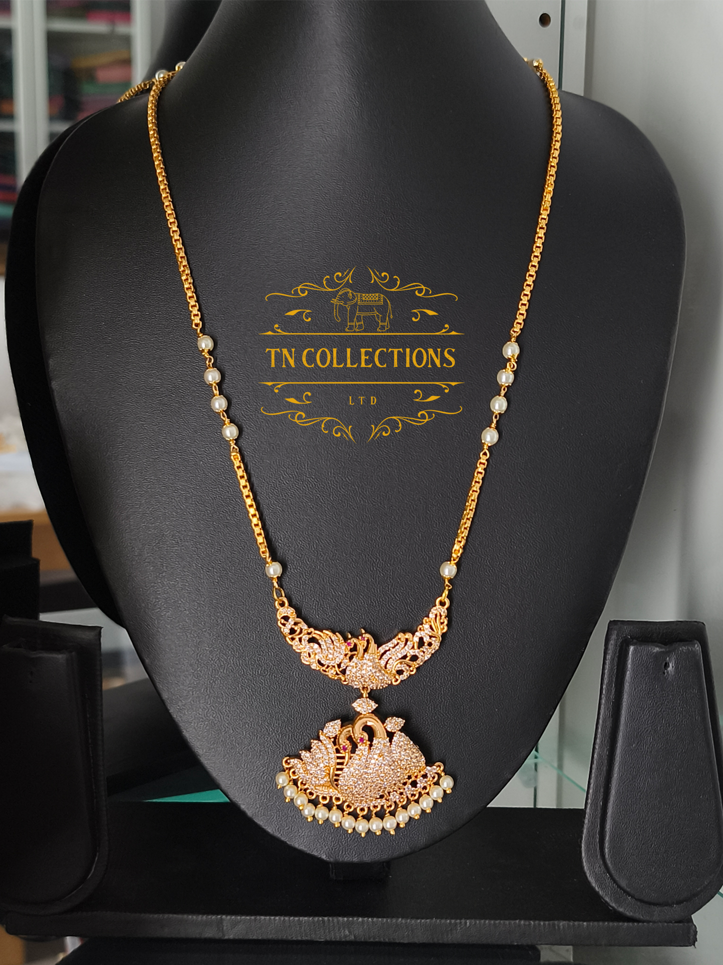 Micro Gold-Plated Traditional Pathakkam (Full white stones)