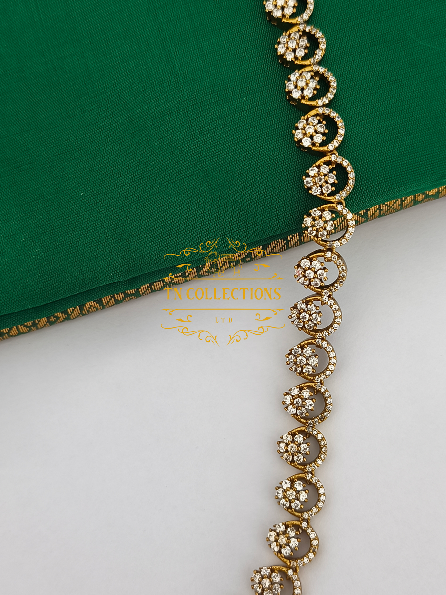 Matte Finish Cz hip chain (Full white stone)