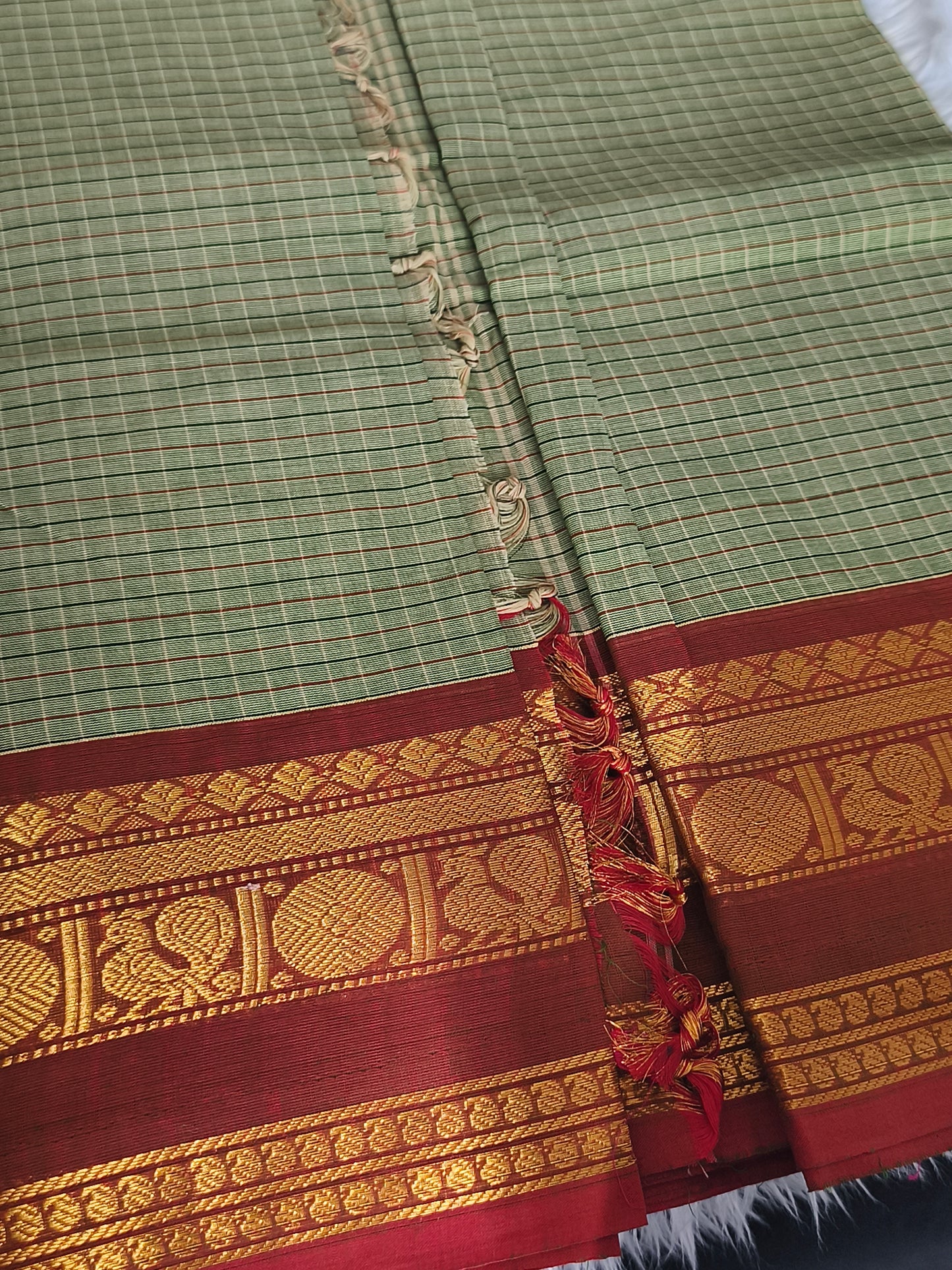 Pure Handloom kanchi cotton Kattam Saree