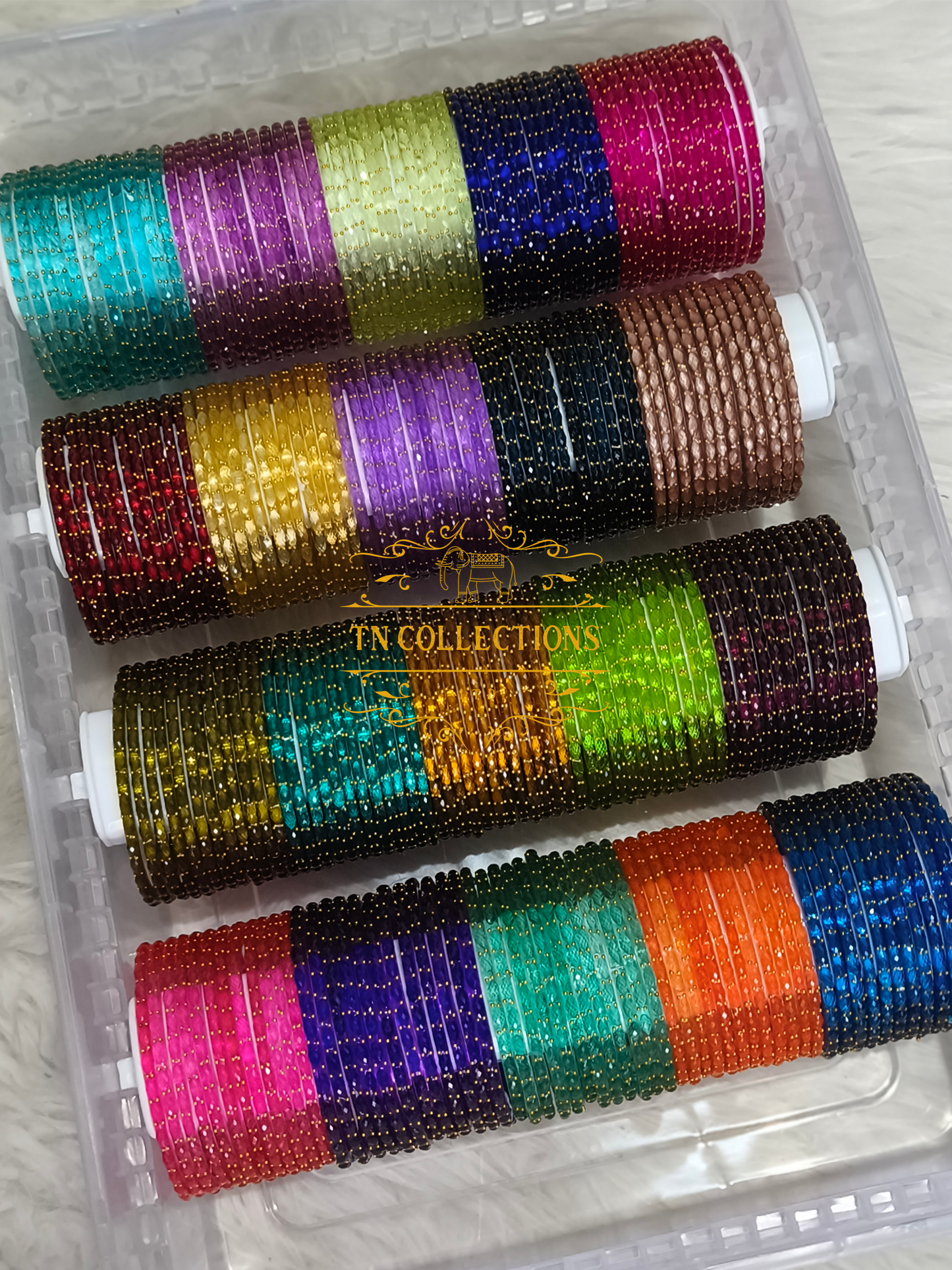 Raindrop Glass Bangles Set With Display Box (SIZE 2.6)
