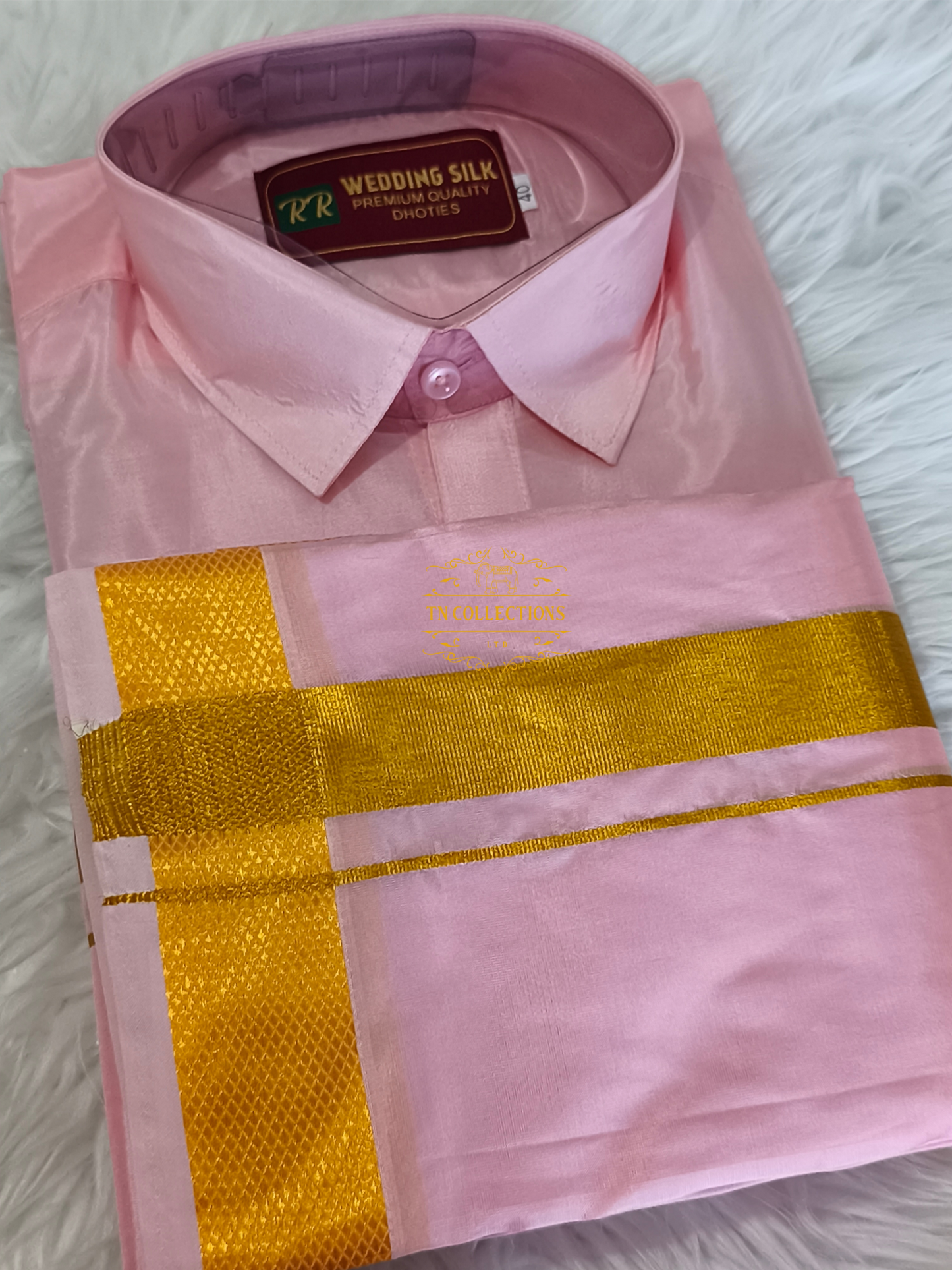 Pink Colour Veshti Shirt set