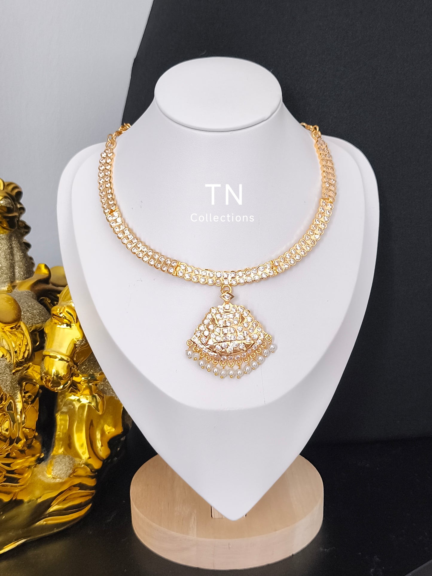 Cz Stone Impon Necklace with earrings