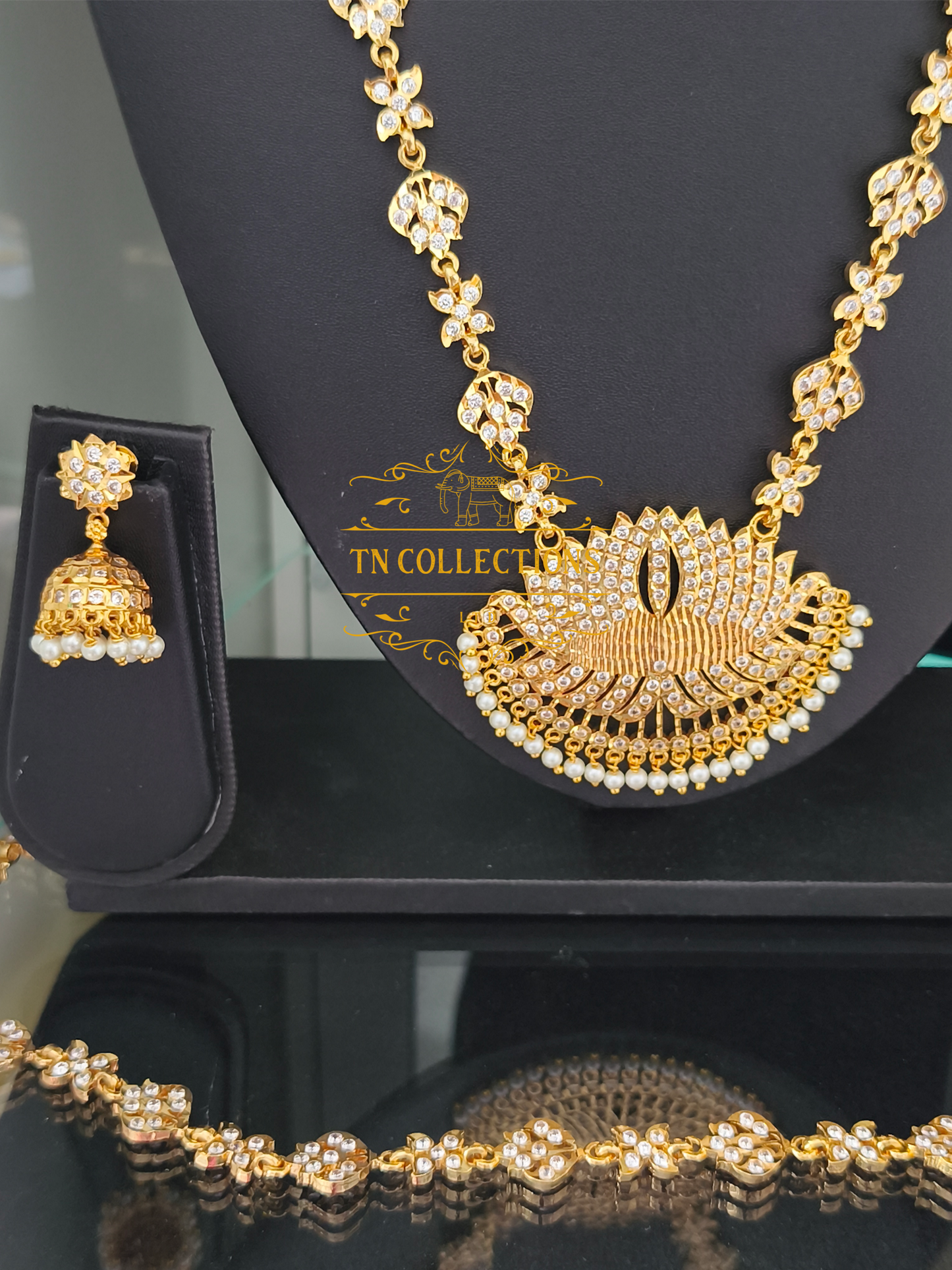 Micro Gold-Plated Traditional Semi Bridal Set (Full white stones)