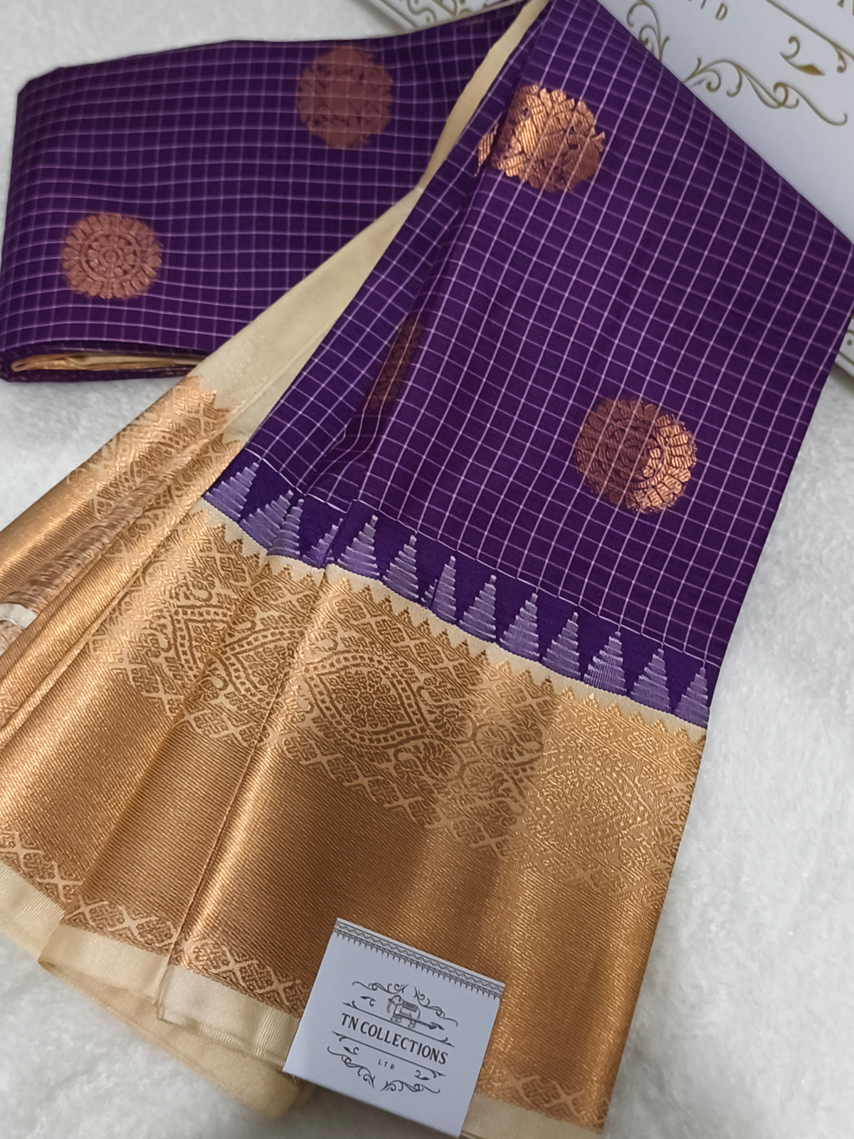 Checked Kanchi Semi Silk Saree