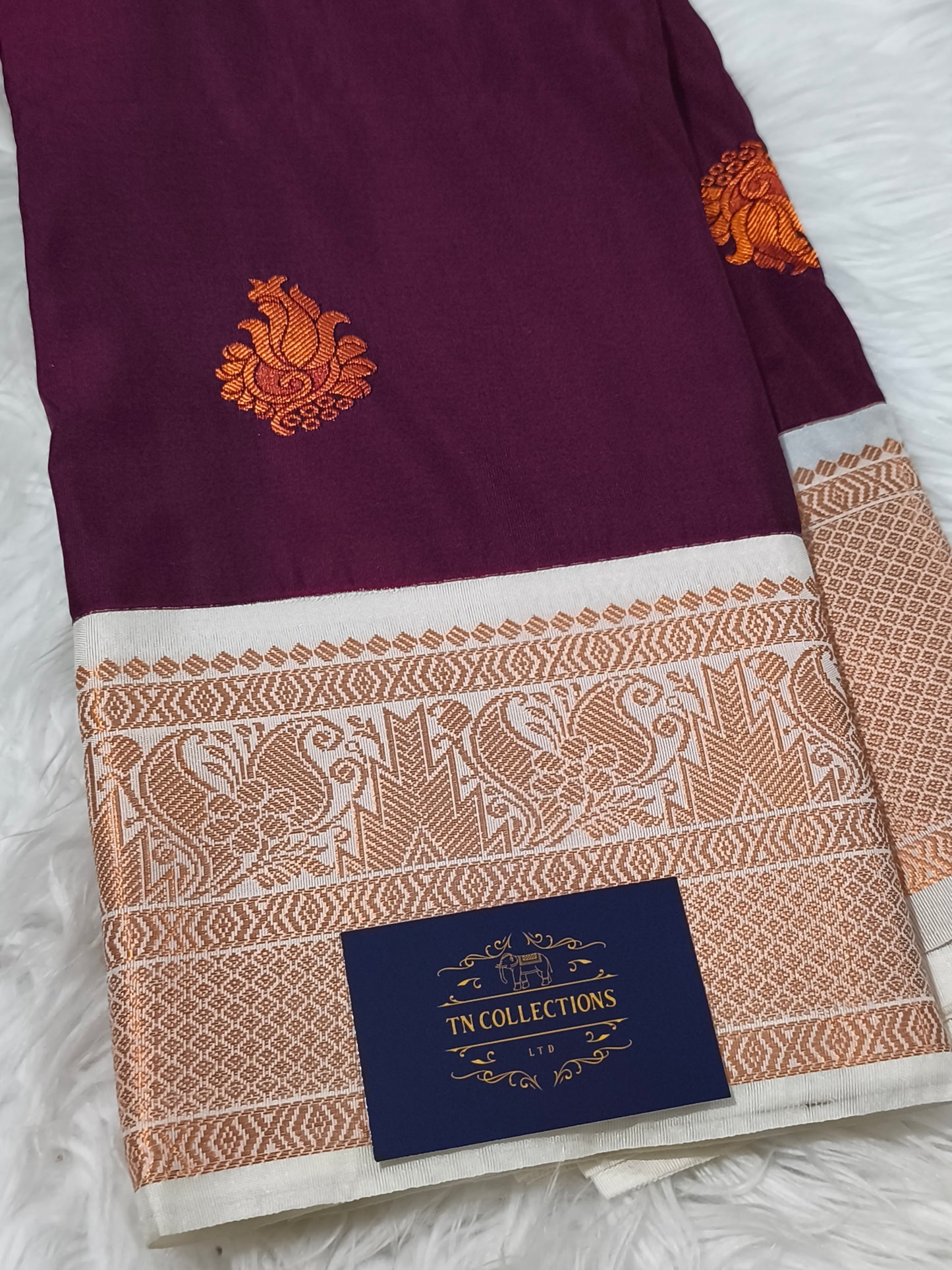 Korvai Premium Soft Silk Saree (Wine Purple)