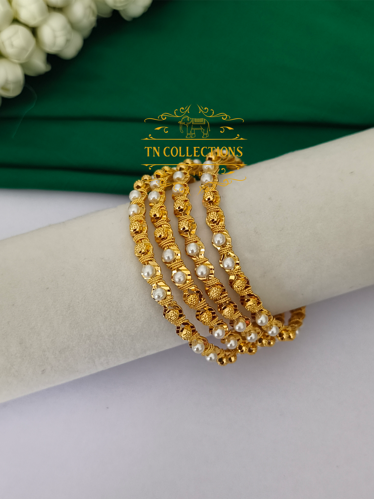 One gram gold forming Pearl Bangles Set