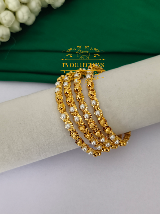 One gram gold forming Pearl Bangles Set