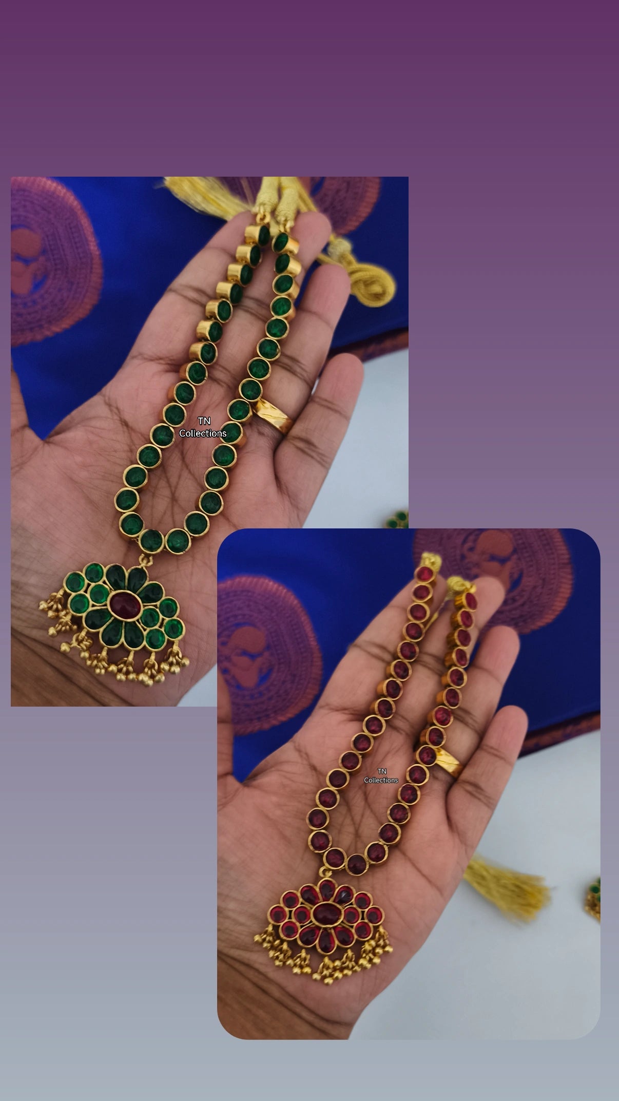 2 in 1 Real kemp stone Necklace Set