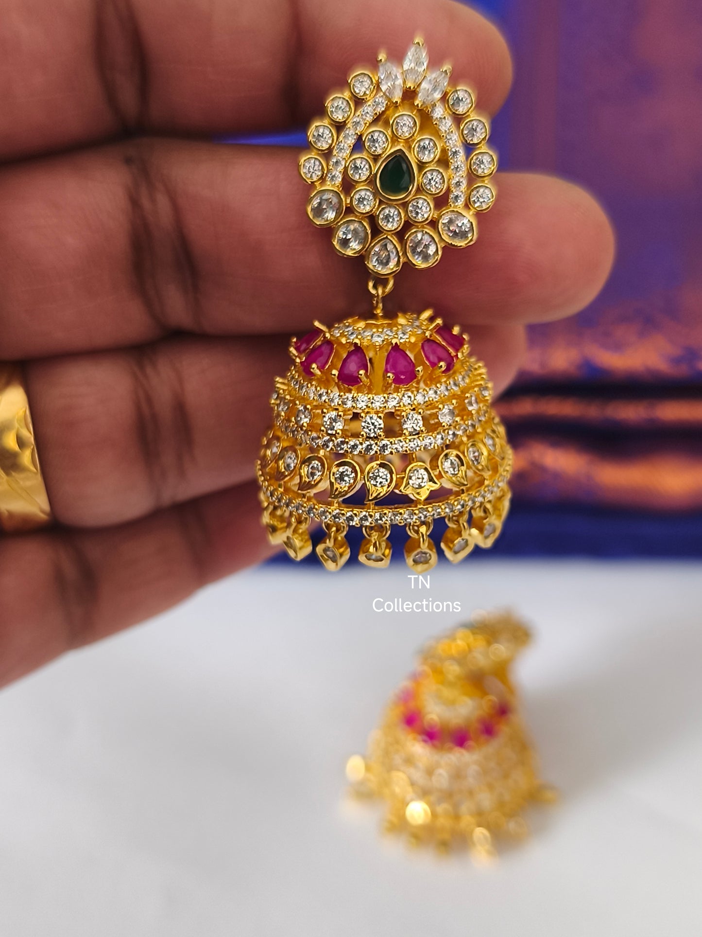 AD Gold Finish Traditional Earrings