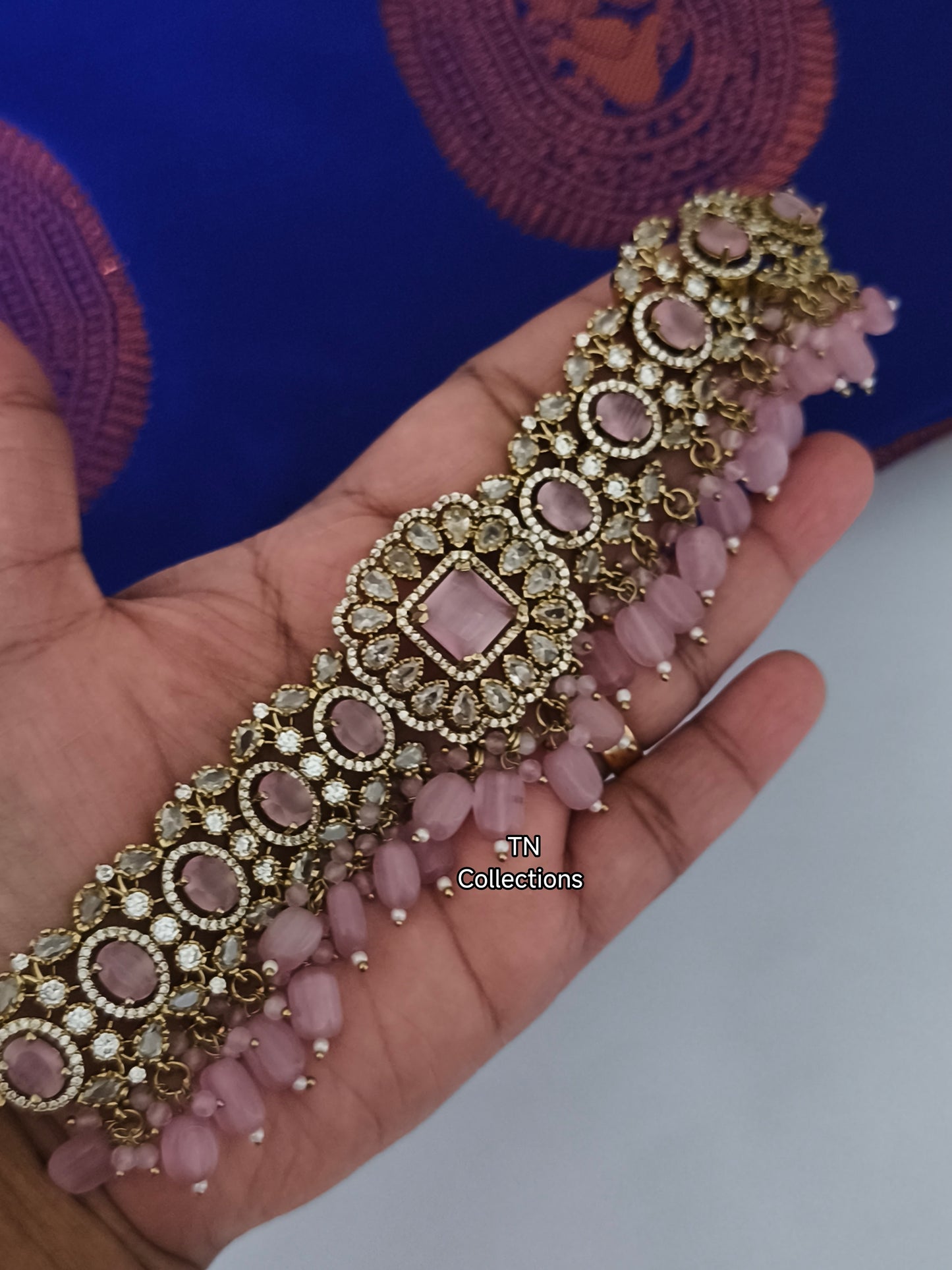 Victorian Polish Pink Choker Necklace Set