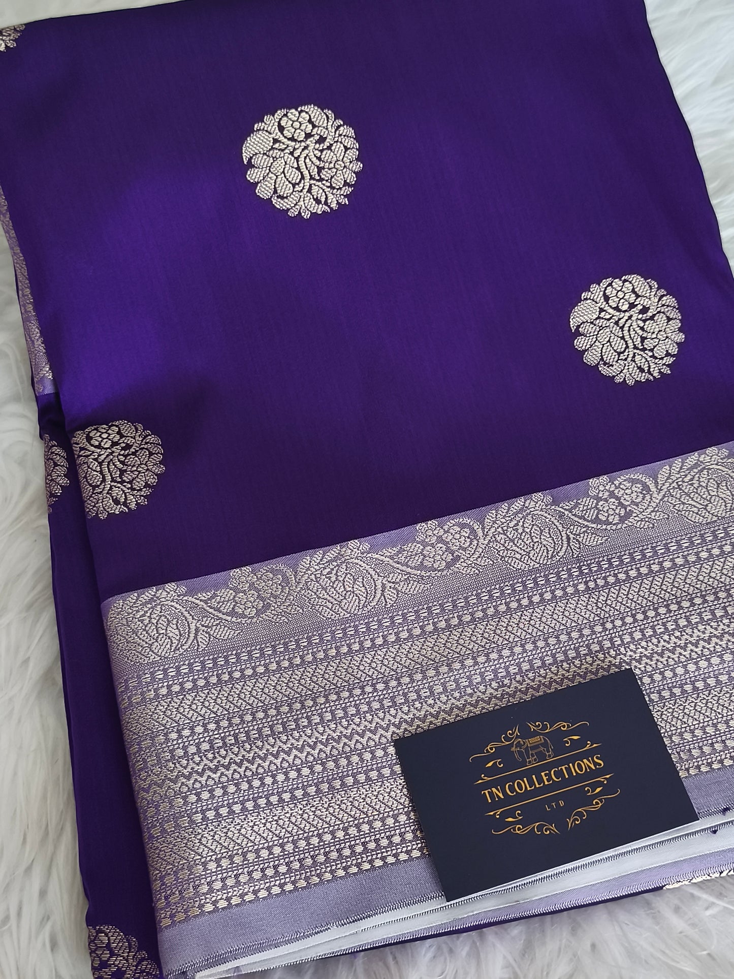 Banarasi Semi Katan Semi Silk Saree (Dark Purple)