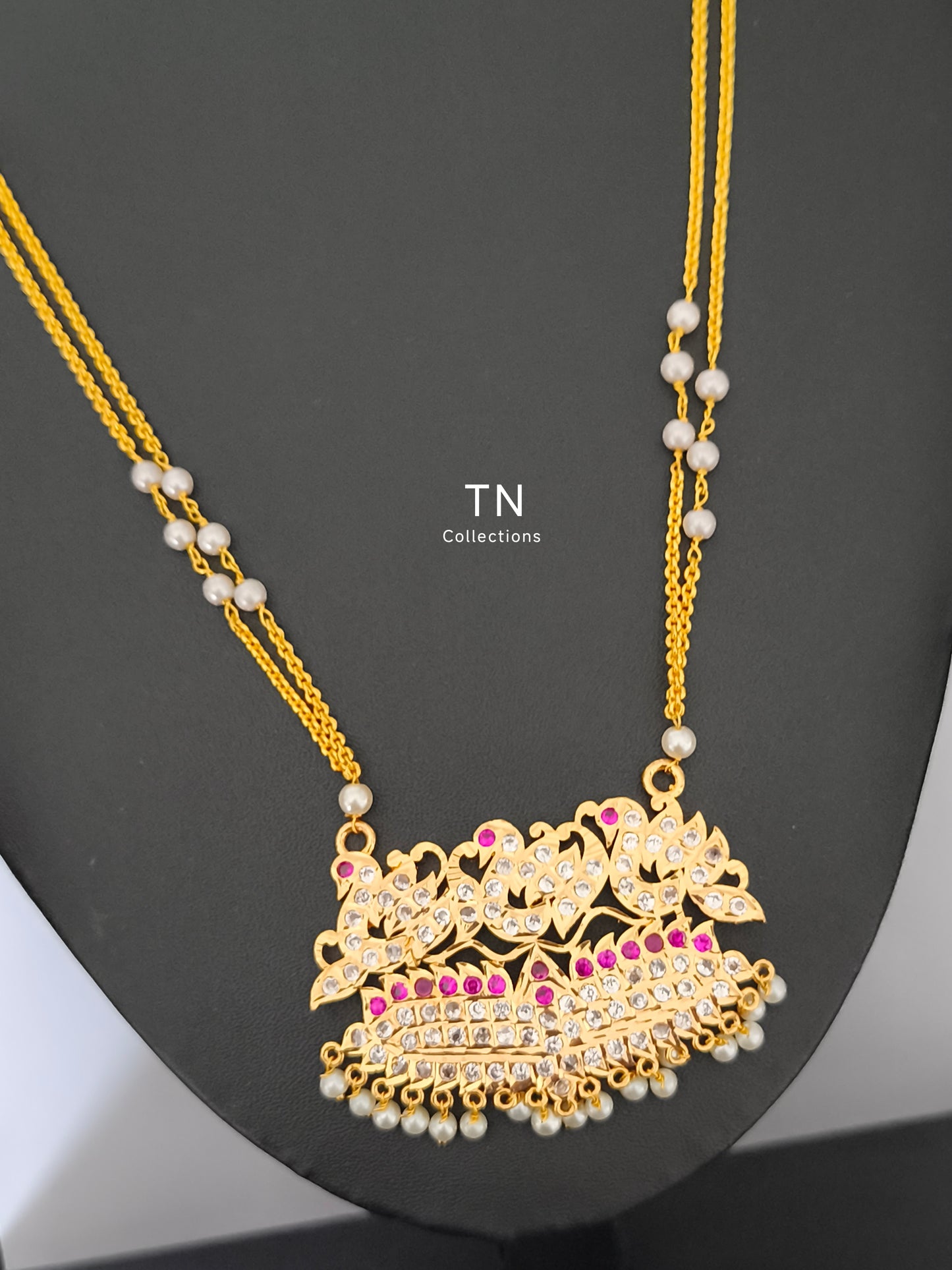 Micro gold plated Traditional Pathakkam with pearl chain