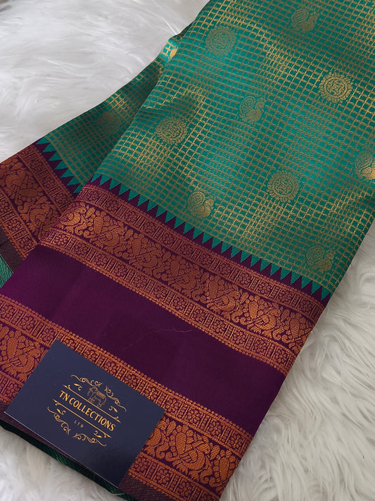 Kachi Semi silk saree (Green)